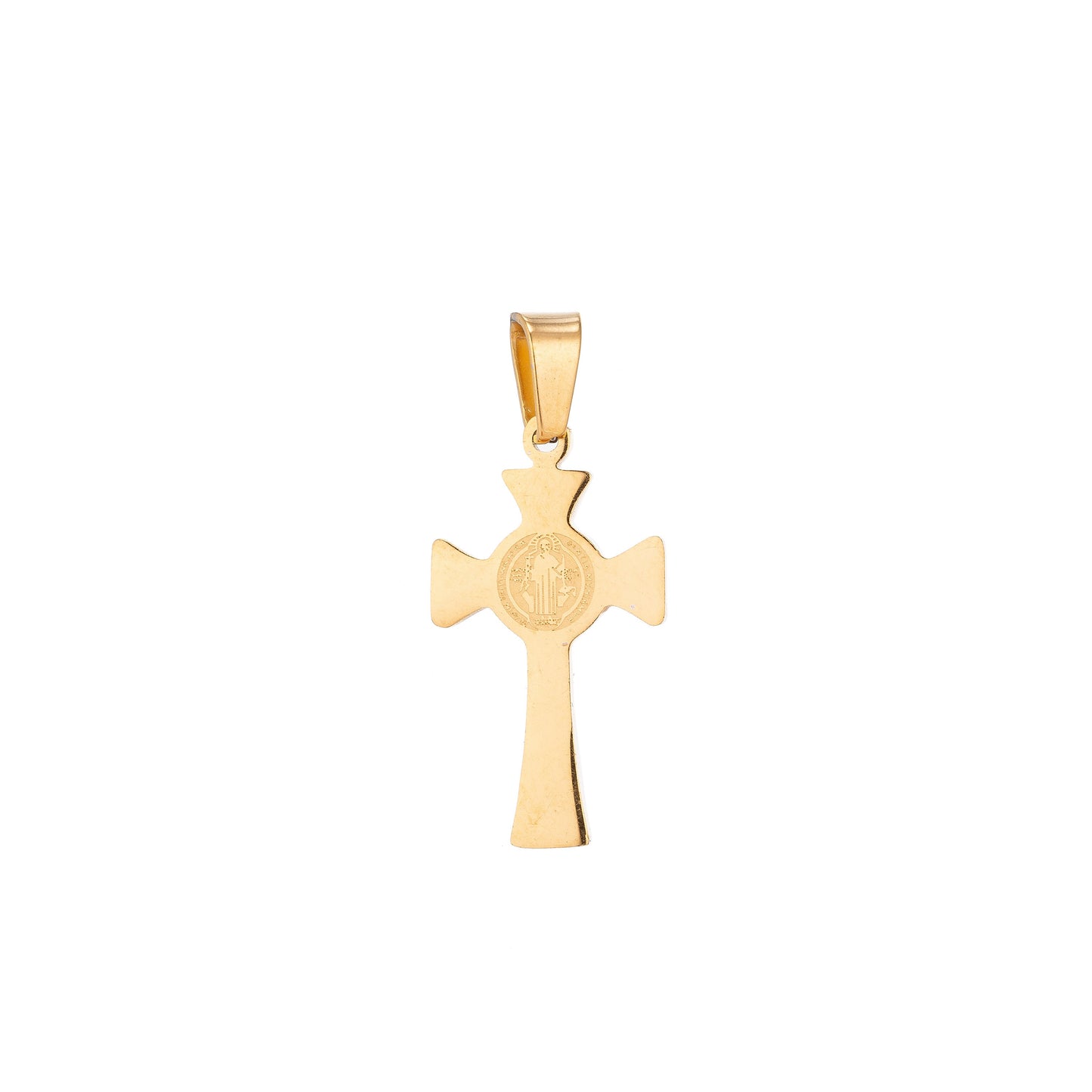 24K Gold Filled Traditional Classic Dainty Saint Benedict Cross San Benito Crucifix Pendant Necklace