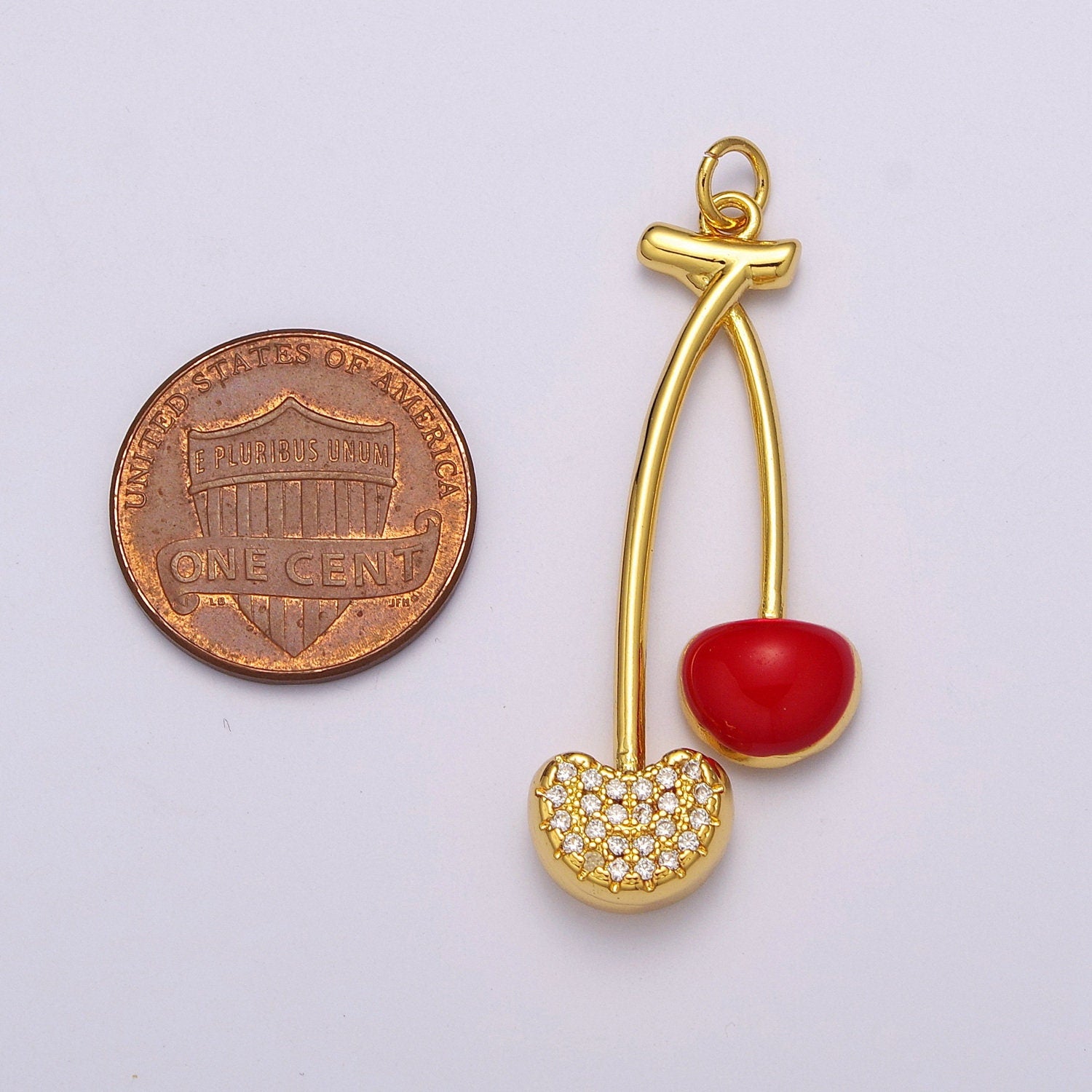 Dainty Cherry Charm Dangle Fruit Charm for Necklace Earring Component Supply