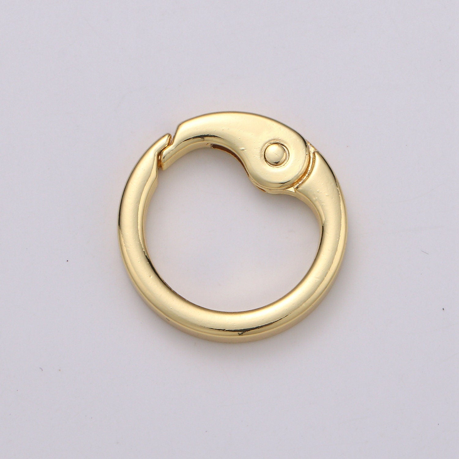 Gold Spring Gate Ring,Push Gate ring, 25.5mm diameter Ring Charm Holder Gold, Silver Clasp Connector Charm Holder L-40-L41