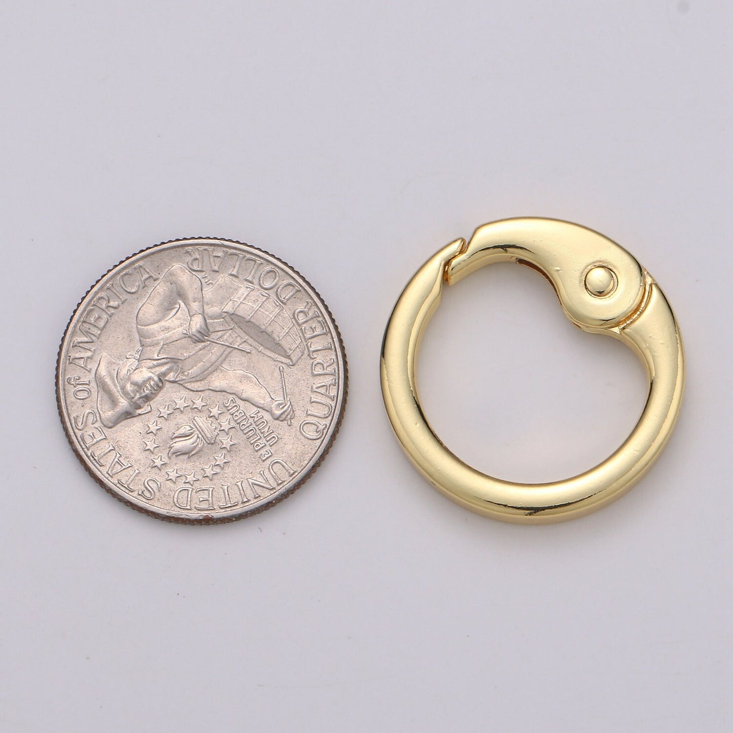 Gold Spring Gate Ring,Push Gate ring, 25.5mm diameter Ring Charm Holder Gold, Silver Clasp Connector Charm Holder L-40-L41
