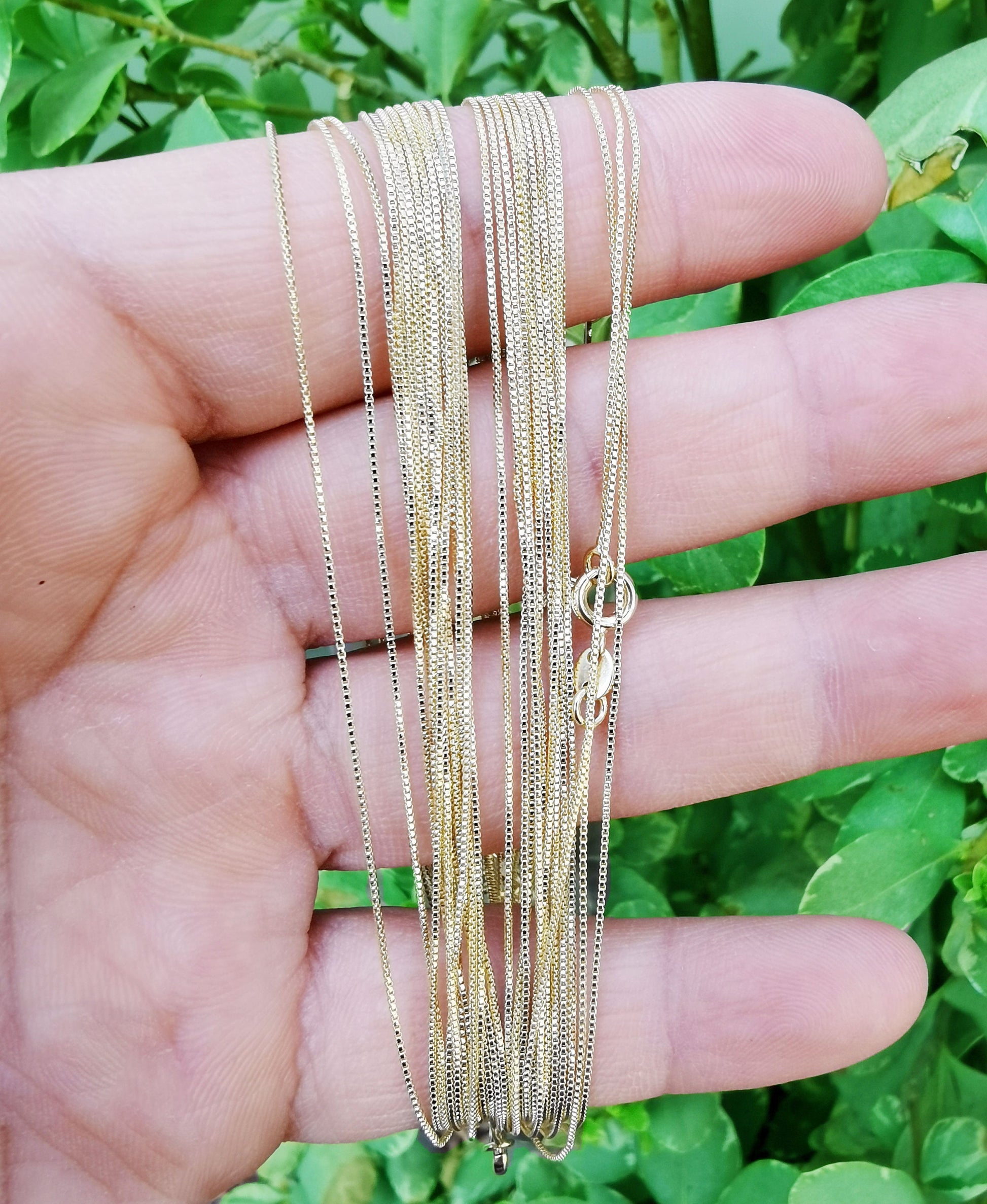 1pc17.5'' ready to wear Gold Square Box Chain Necklace, Layering Dainty Box Chain Jewelry Making with Pendant Charm Supplies, WA 226