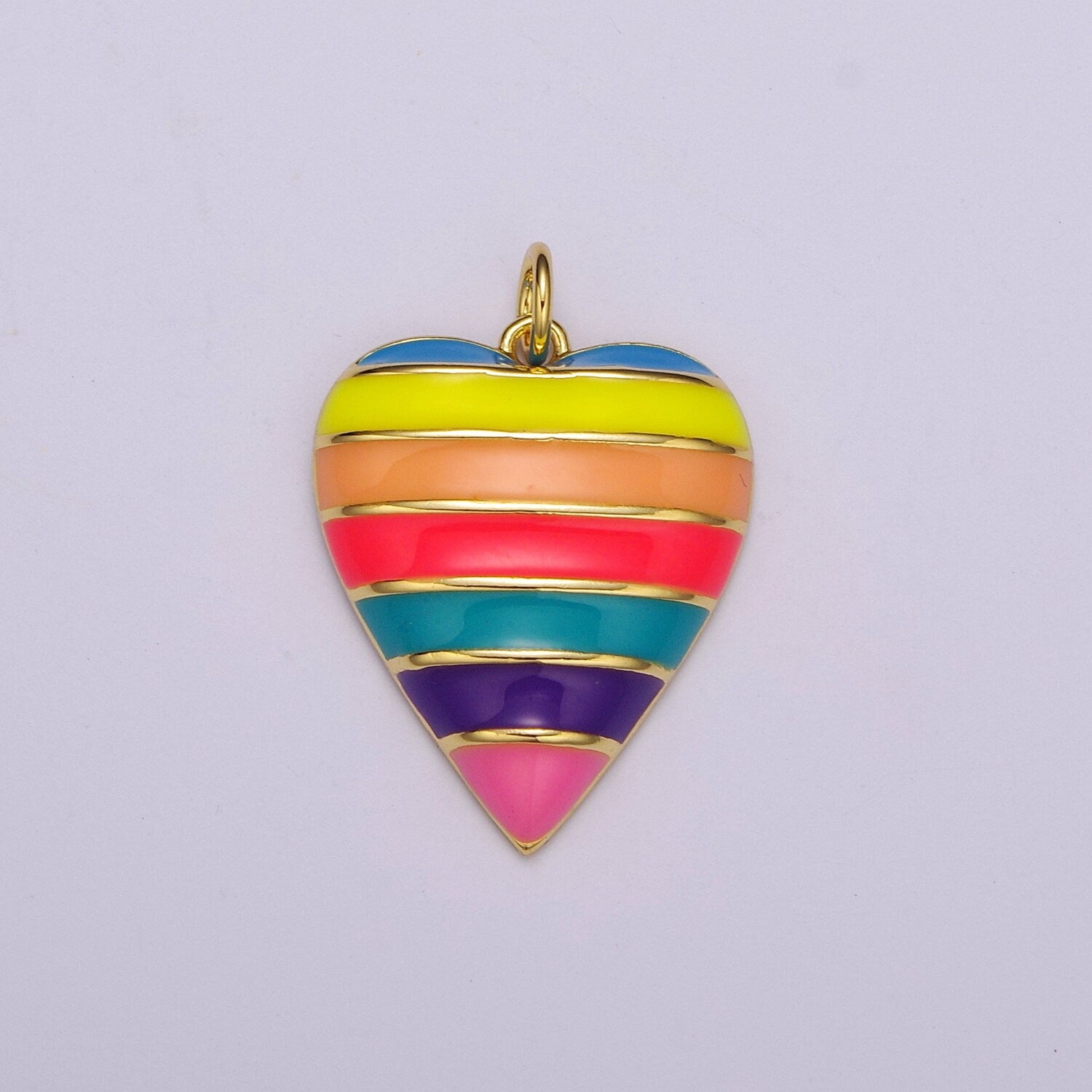 Enamel Rainbow Heart Charm Gold Fill Jewellery Making LGBTQ Pendant Charms Gay Pride Flag Color for Necklace Earring Bracelet Supply