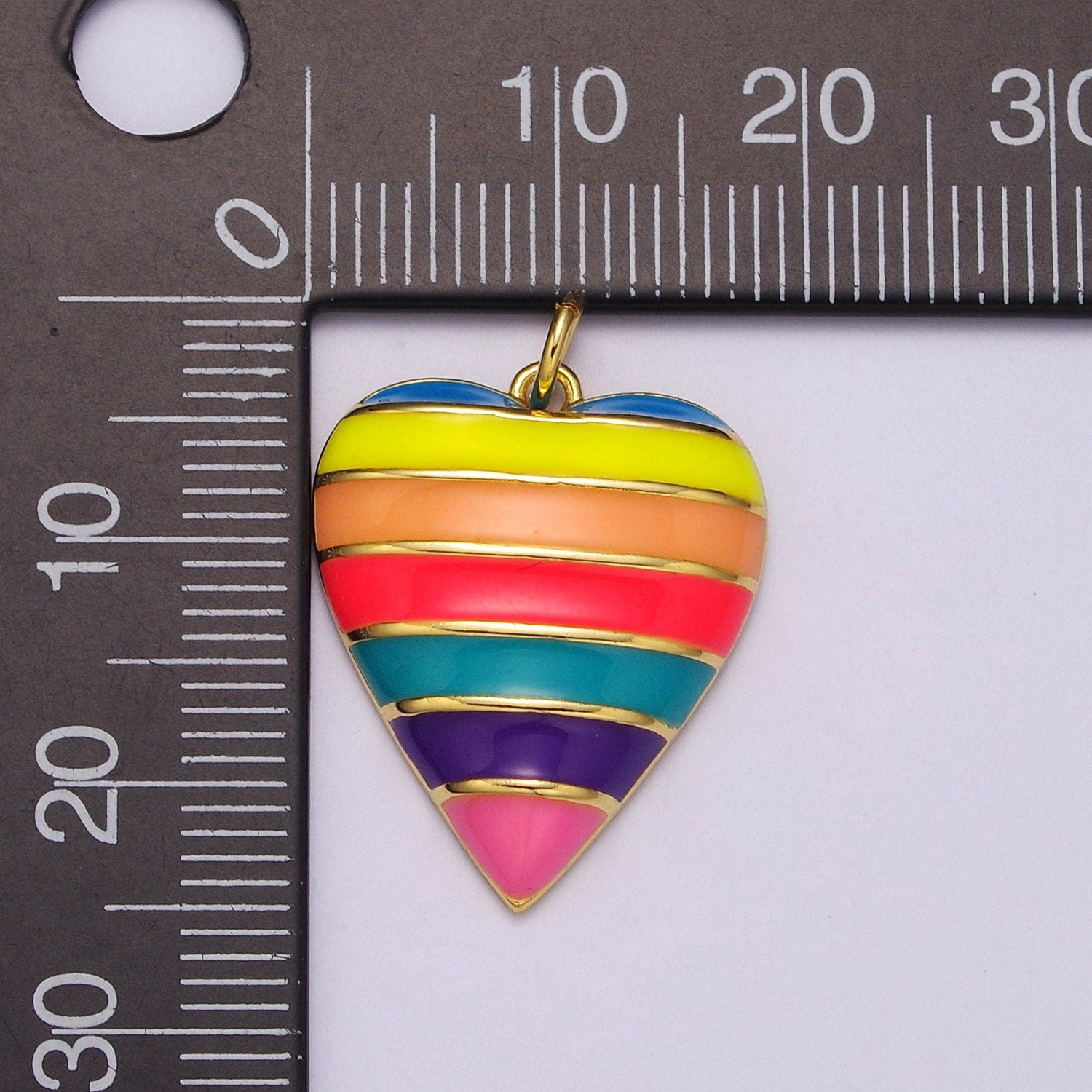 Enamel Rainbow Heart Charm Gold Fill Jewellery Making LGBTQ Pendant Charms Gay Pride Flag Color for Necklace Earring Bracelet Supply