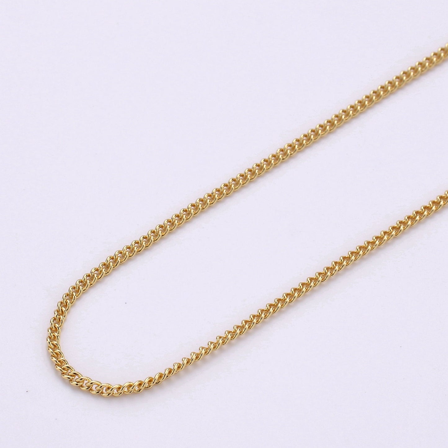 Gold 5.2mm Cuban Curb Chain by Yard, Cuban Curb Chain by Foot, Wholesale bulk Roll Chain for Jewelry Making, Thickness 1.5mm, 140