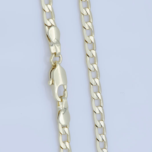 1pc 17.7'' Ready to Use Gold Cuban Curb Necklace Chain,Layering Curb Chain Dainty Necklace, For Pendant Charm Necklace,WA 232
