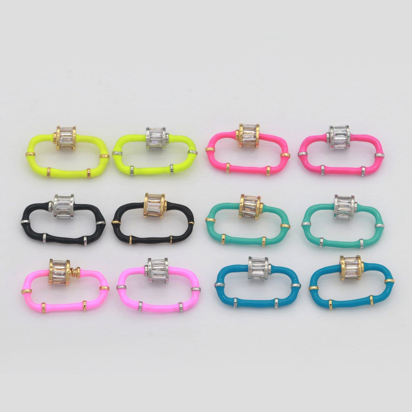 1x Colorful Enamel Carabiner Oval Screw Lock Clasp, Charm Link Connector 17.8x10.3mm Jewelry Chunky Bold Jewelry Making Supply, L-518~L-529