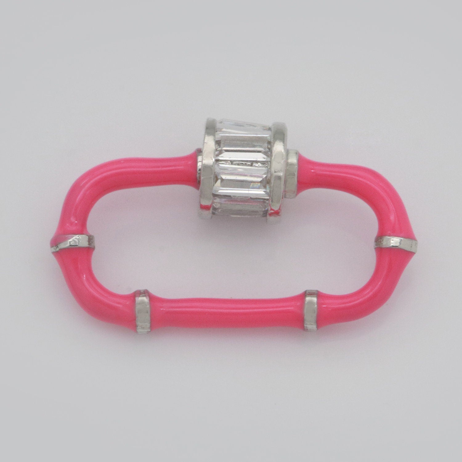 1x Colorful Enamel Carabiner Oval Screw Lock Clasp, Charm Link Connector 17.8x10.3mm Jewelry Chunky Bold Jewelry Making Supply, L-518~L-529