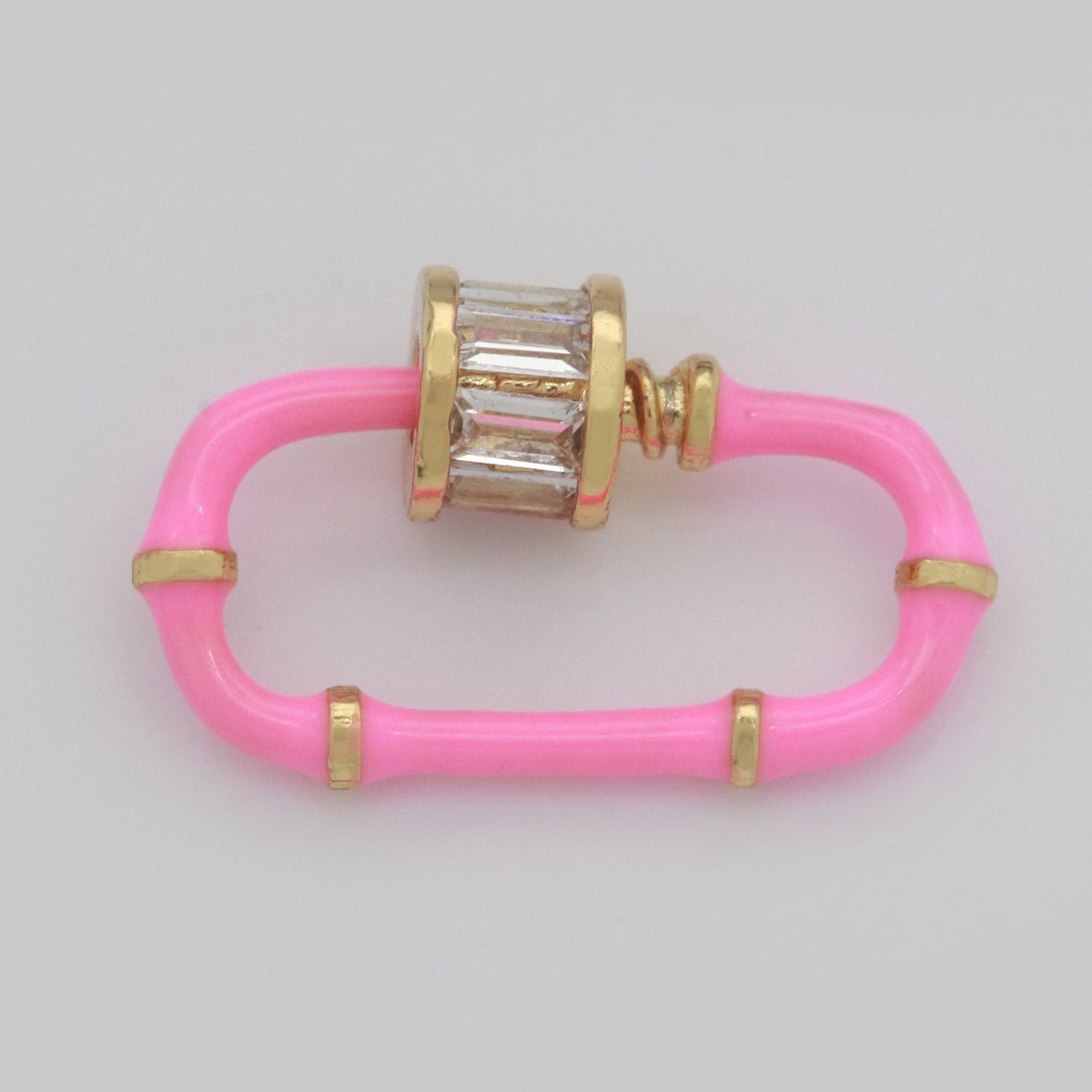 1x Colorful Enamel Carabiner Oval Screw Lock Clasp, Charm Link Connector 17.8x10.3mm Jewelry Chunky Bold Jewelry Making Supply, L-518~L-529