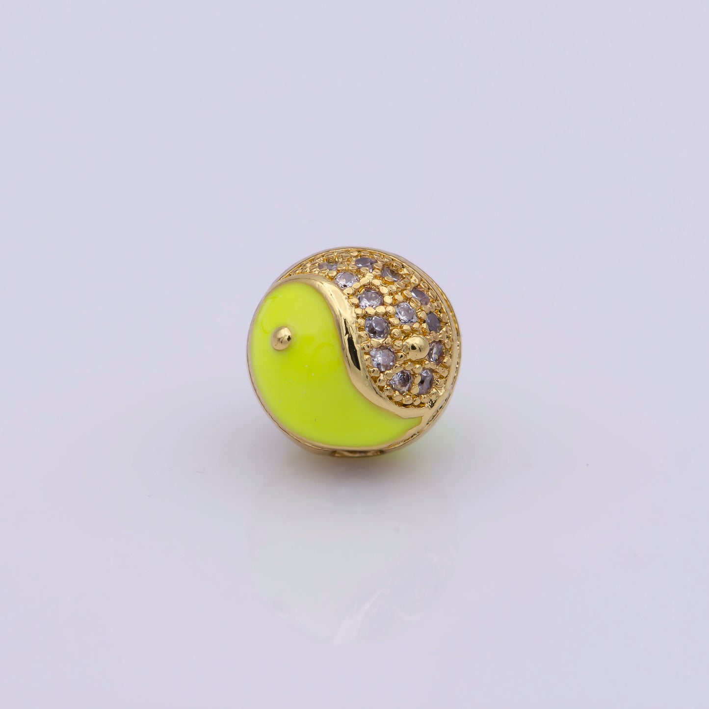 1x Colorful Enamel 8mm or 10mm Rondelle Yin Yang Spacer Bead Yin and Yang Beads Charms, Cubic Zirconia Jewelry for Bracelet Making B-648