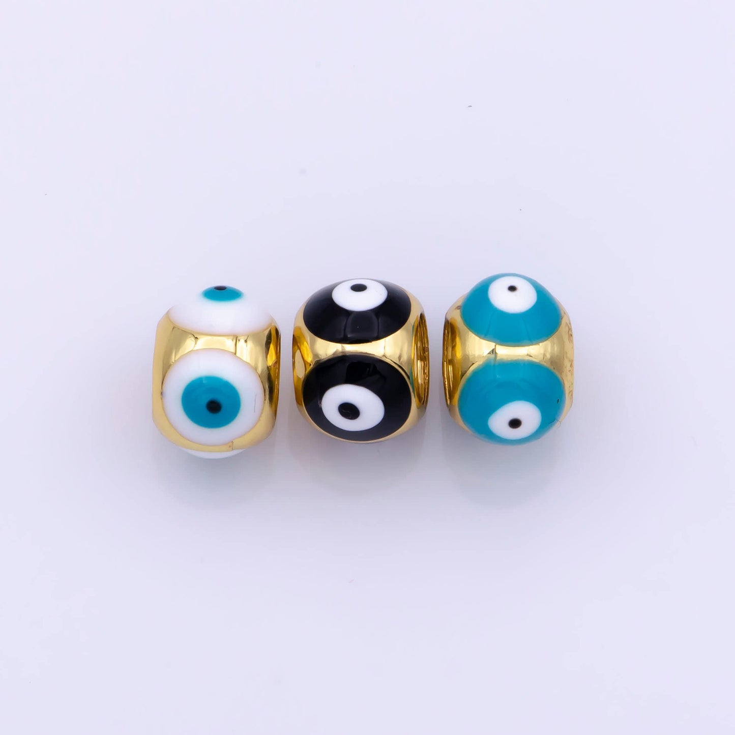 Shiny Gold Filled Evil Eye Beads, Blue White Enamel Evil Eye Spacer Bead Charm Connector for Bracelet B-665