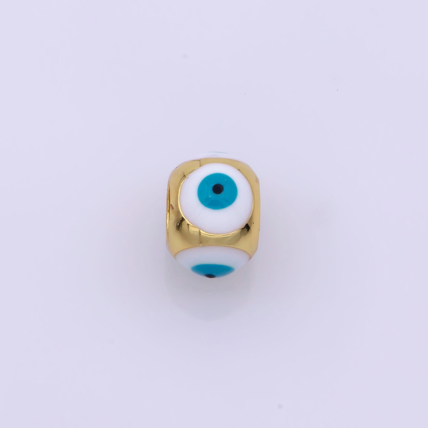 Shiny Gold Filled Evil Eye Beads, Blue White Enamel Evil Eye Spacer Bead Charm Connector for Bracelet B-665