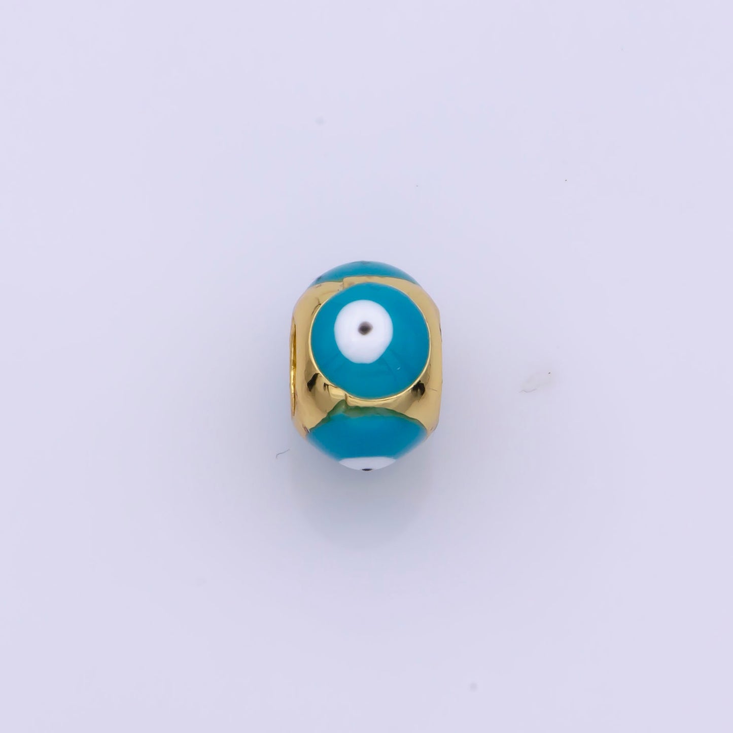 Shiny Gold Filled Evil Eye Beads, Blue White Enamel Evil Eye Spacer Bead Charm Connector for Bracelet B-665