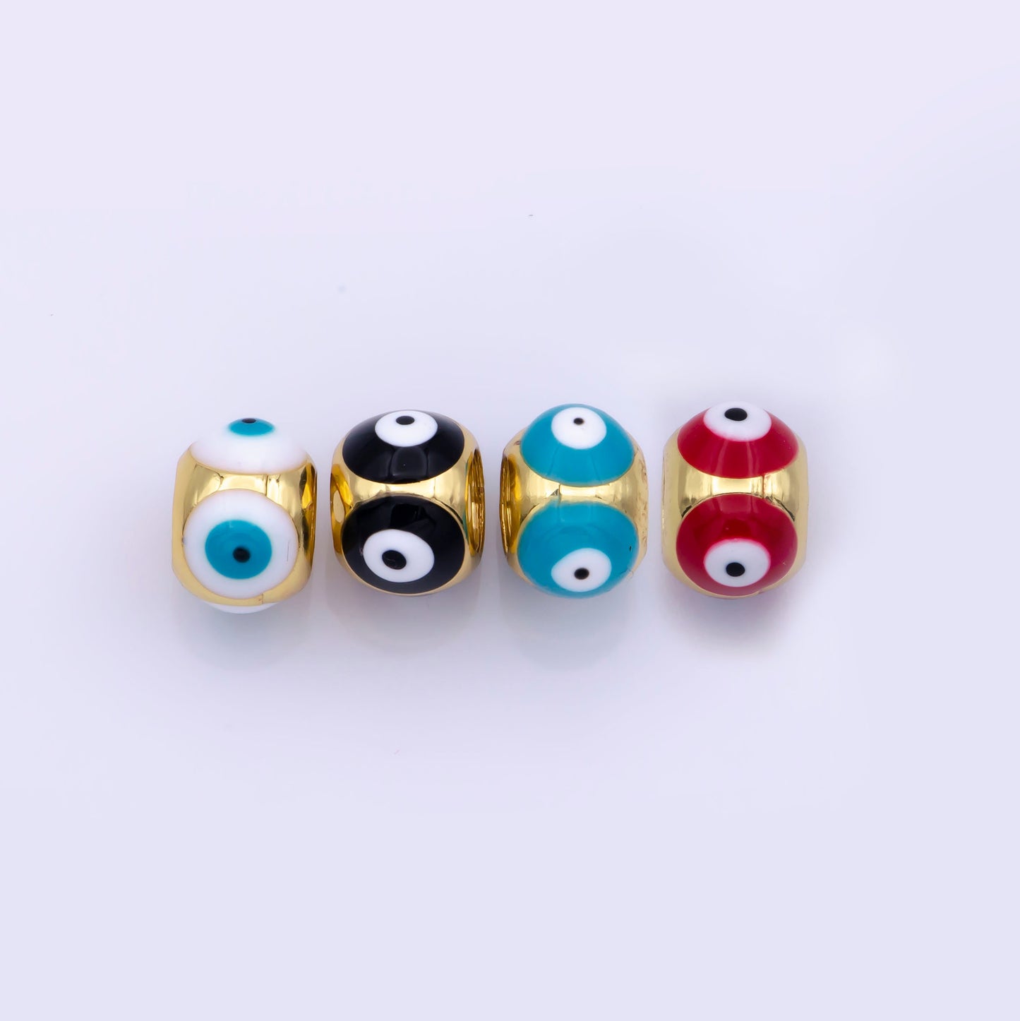 Shiny Gold Filled Evil Eye Beads, Blue White Enamel Evil Eye Spacer Bead Charm Connector for Bracelet B-665