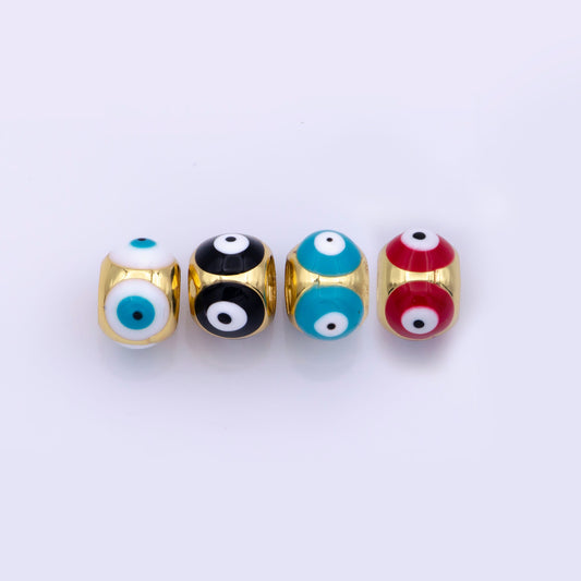 Shiny Gold Filled Evil Eye Beads, Blue White Enamel Evil Eye Spacer Bead Charm Connector for Bracelet B-665