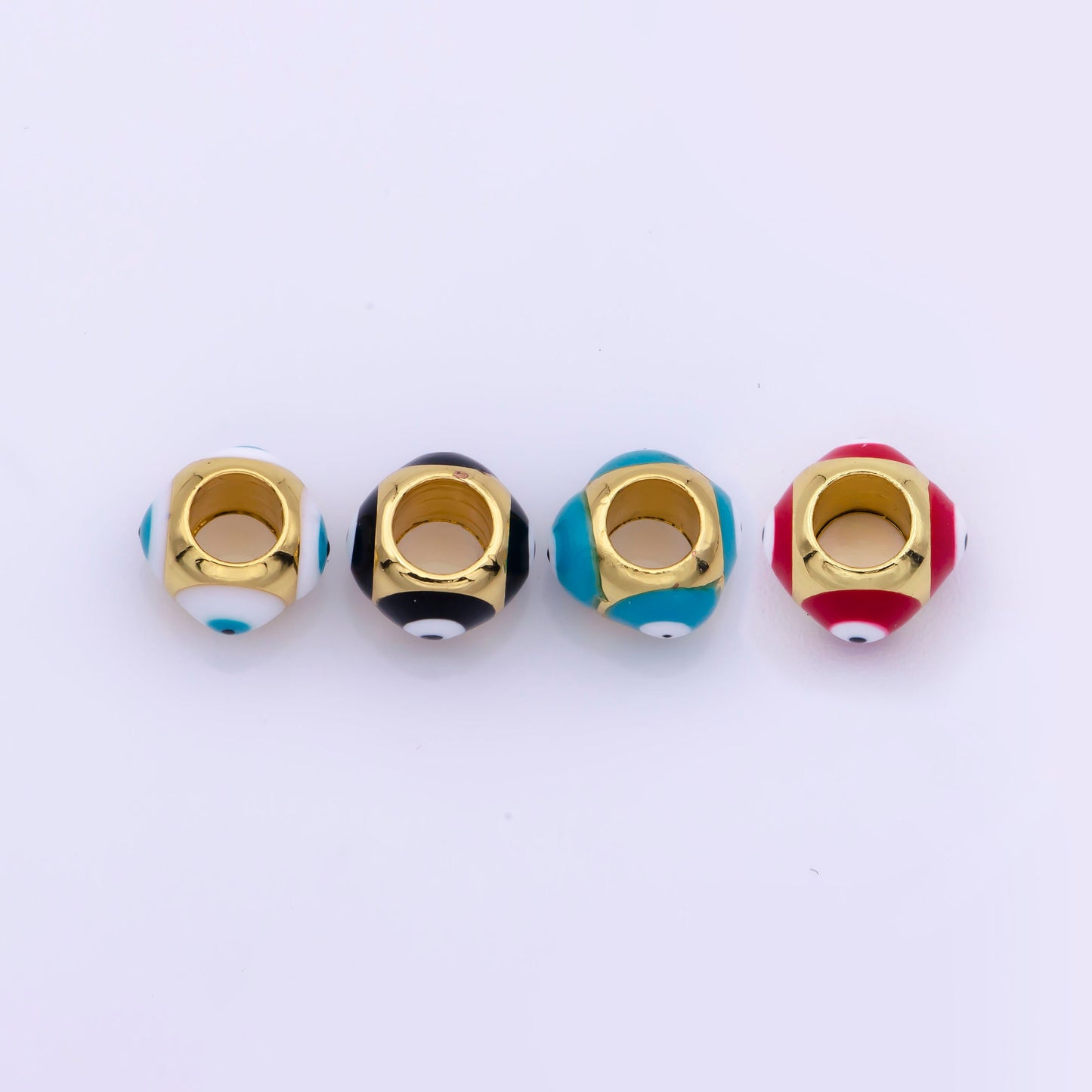 Shiny Gold Filled Evil Eye Beads, Blue White Enamel Evil Eye Spacer Bead Charm Connector for Bracelet B-665