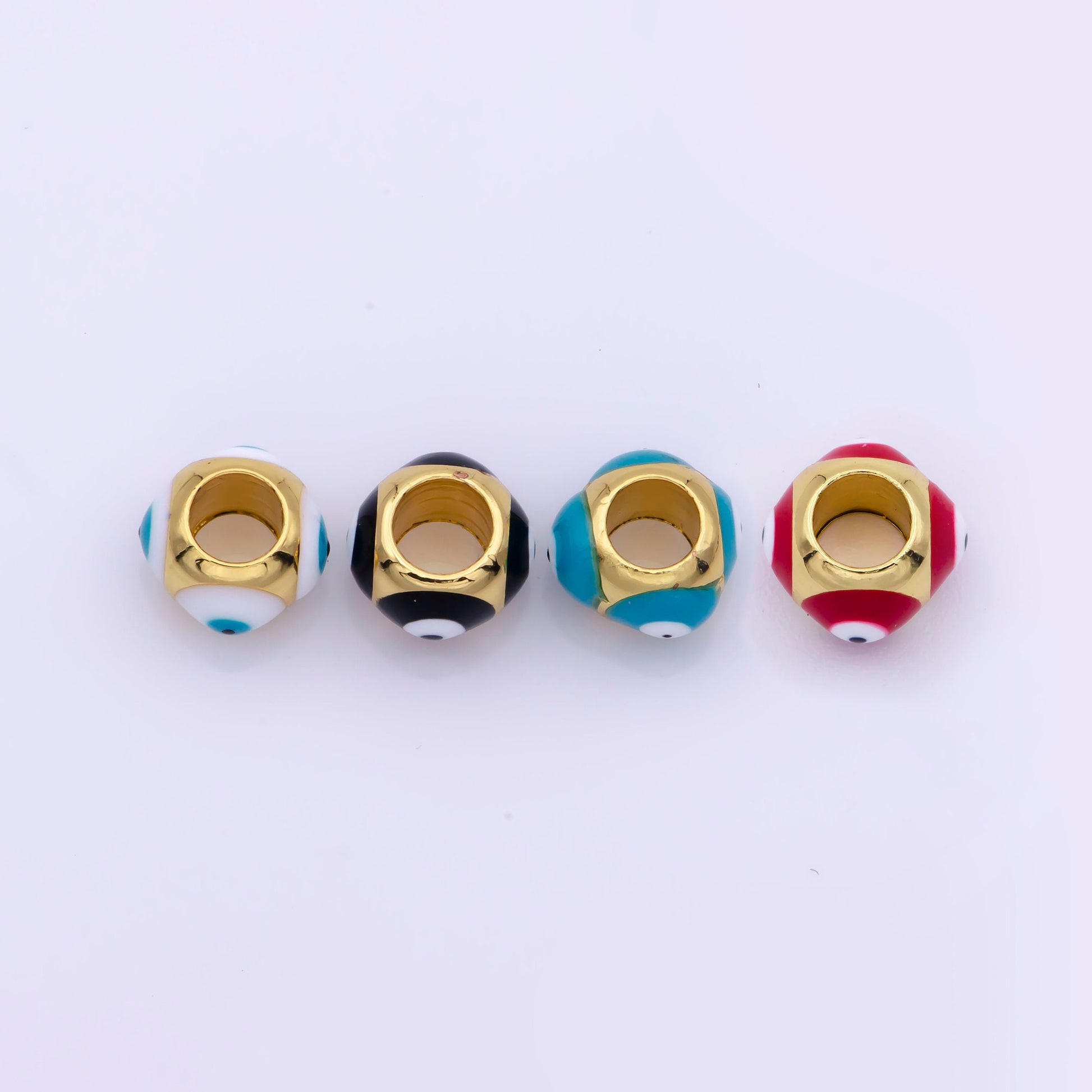 Shiny Gold Filled Evil Eye Beads, Blue White Enamel Evil Eye Spacer Bead Charm Connector for Bracelet B-665