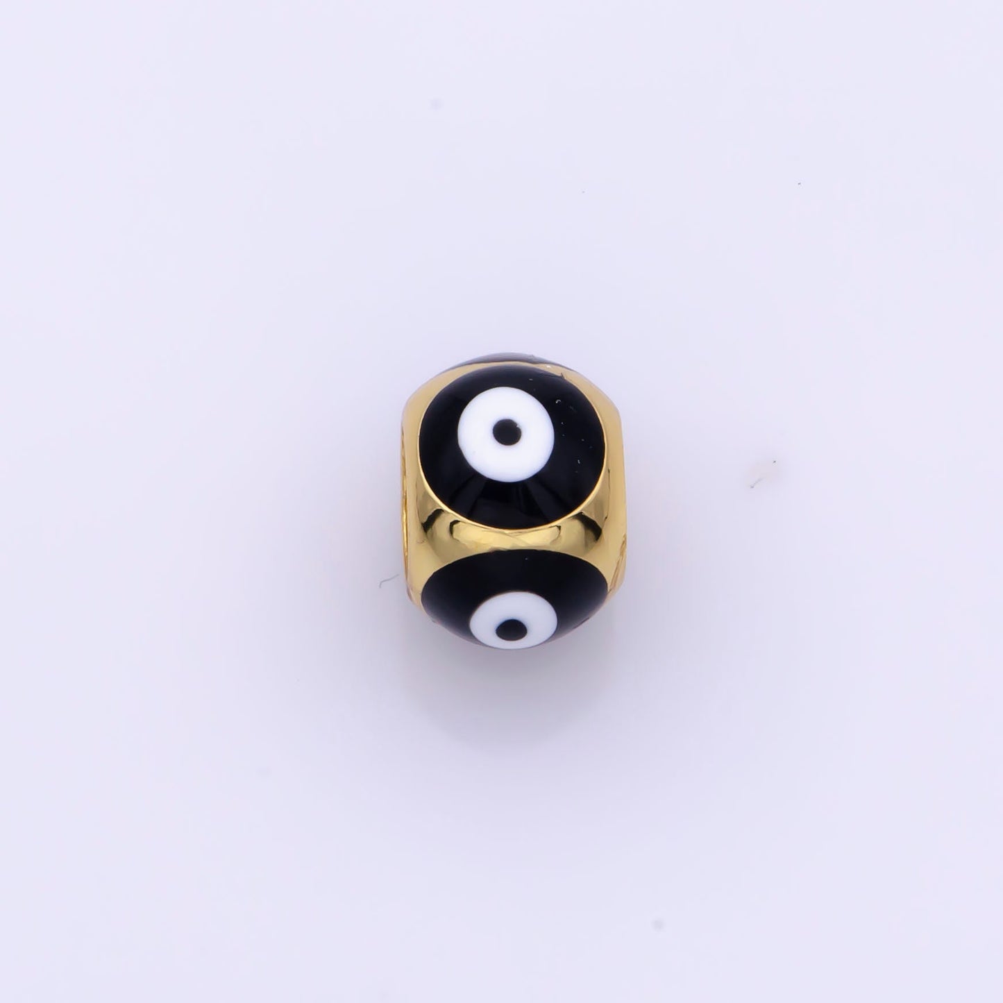 Shiny Gold Filled Evil Eye Beads, Blue White Enamel Evil Eye Spacer Bead Charm Connector for Bracelet B-665