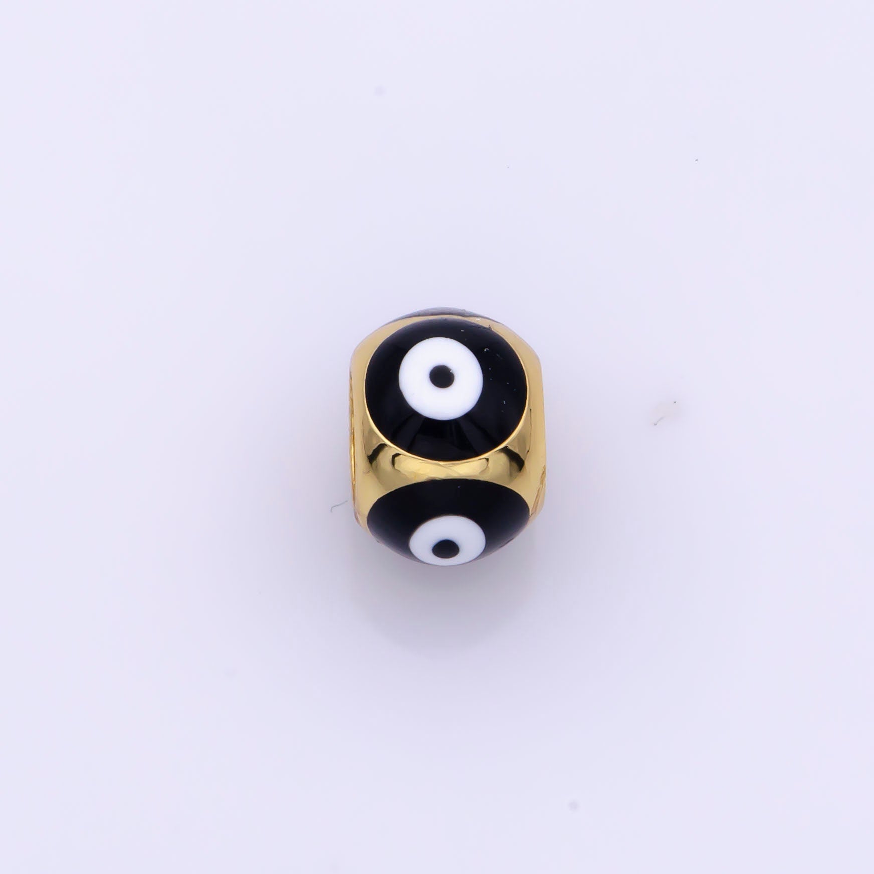 Shiny Gold Filled Evil Eye Beads, Blue White Enamel Evil Eye Spacer Bead Charm Connector for Bracelet B-665