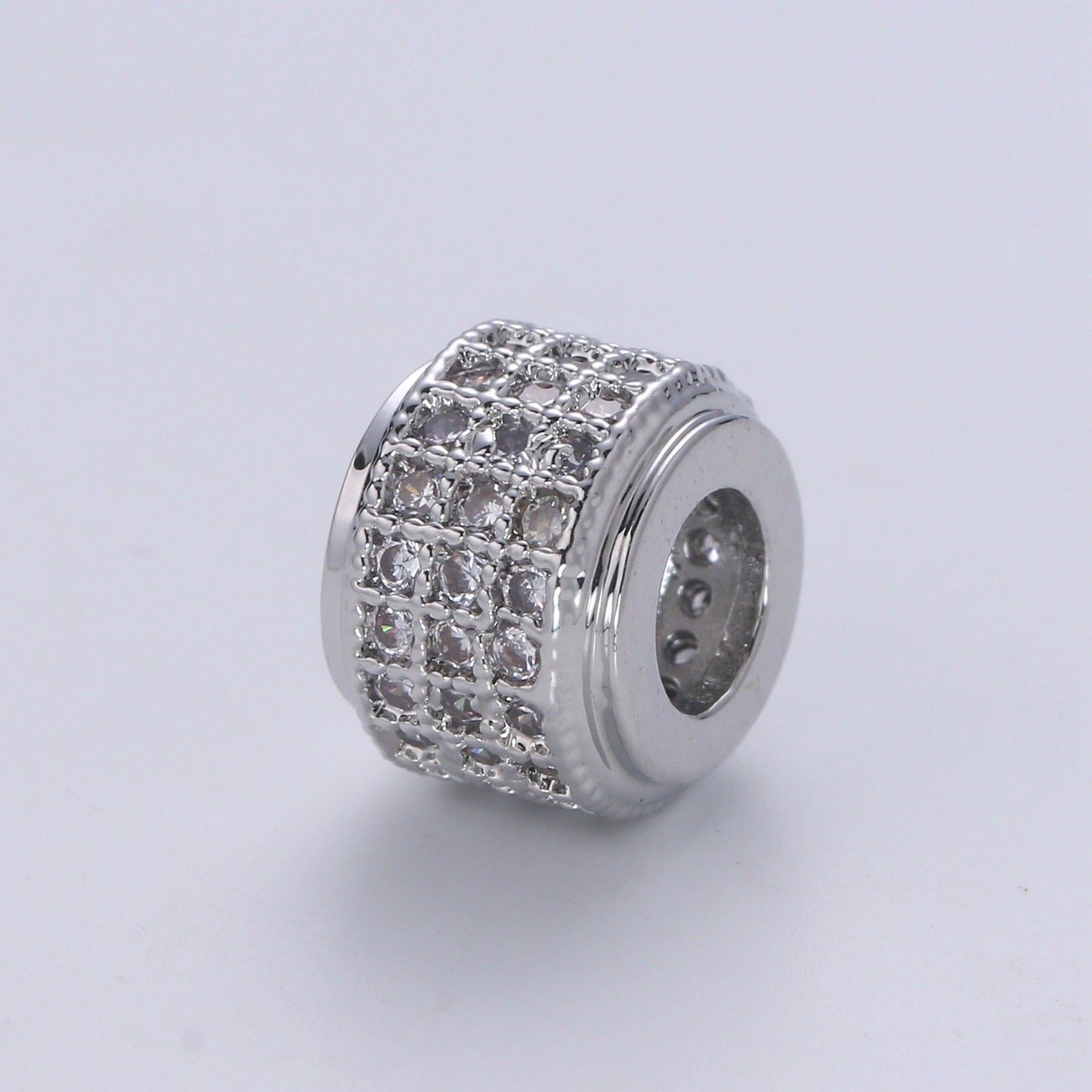 1pc Rondelle Spacer Beads 14K Gold Filled Tyre Shape Beads Cubic Zirconia CZ Micro Pave for Jewelry Making Bracelets Necklaces B-674
