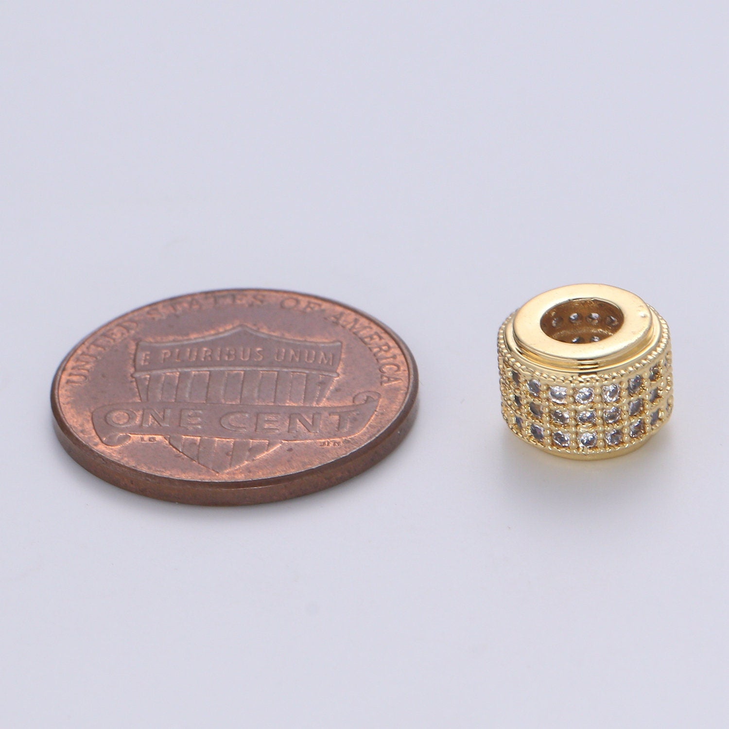1pc Rondelle Spacer Beads 14K Gold Filled Tyre Shape Beads Cubic Zirconia CZ Micro Pave for Jewelry Making Bracelets Necklaces B-674