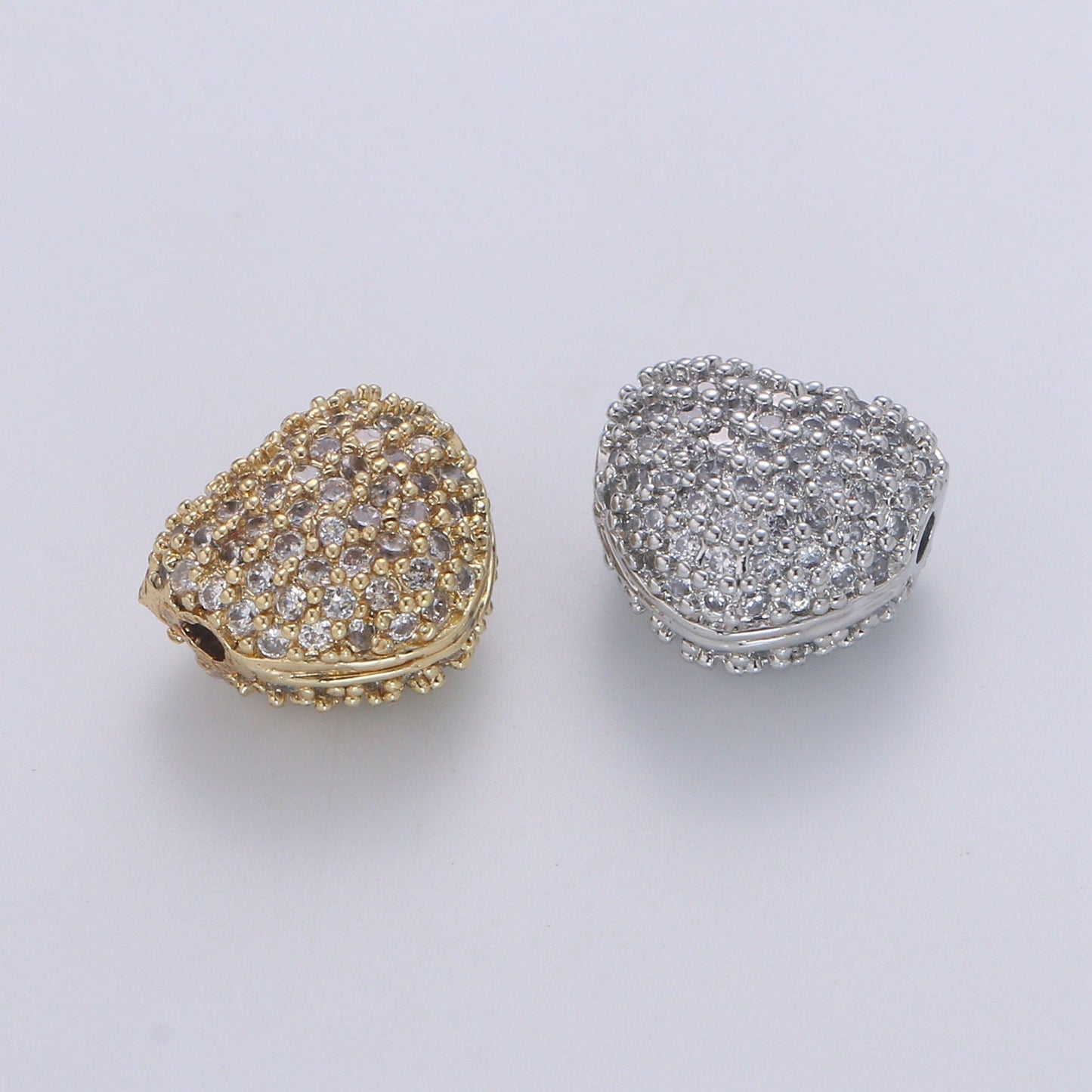 1pc Rondelle Spacer Beads 14K Gold Filled Heart Shape Beads Cubic Zirconia CZ Micro Pave for Jewelry Making Bracelets Necklaces B-676