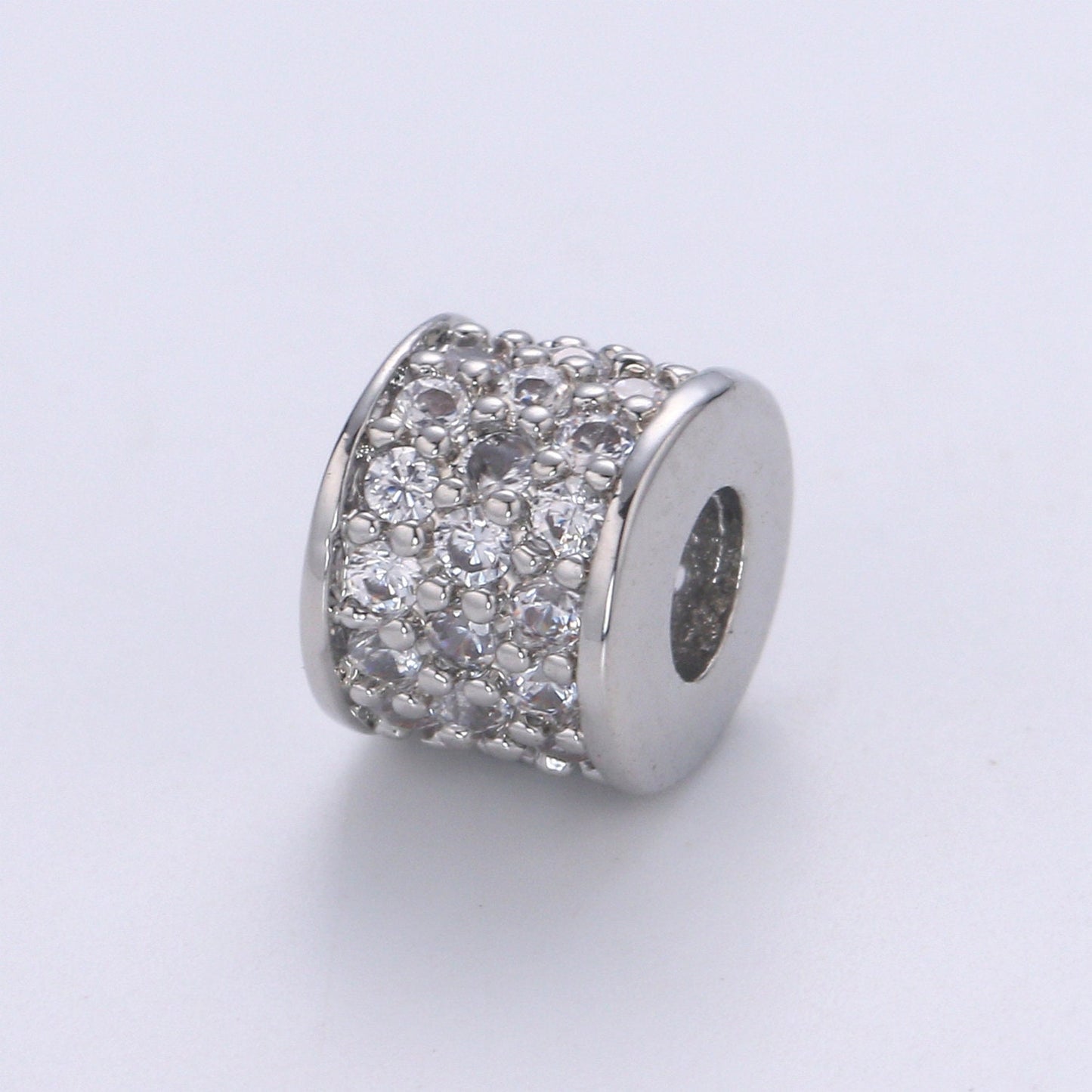 1pc Rondelle Spacer Beads 14K Gold Filled Cylinder Shape Beads Cubic Zirconia CZ Micro Pave for Jewelry Making Bracelets Necklaces B-678