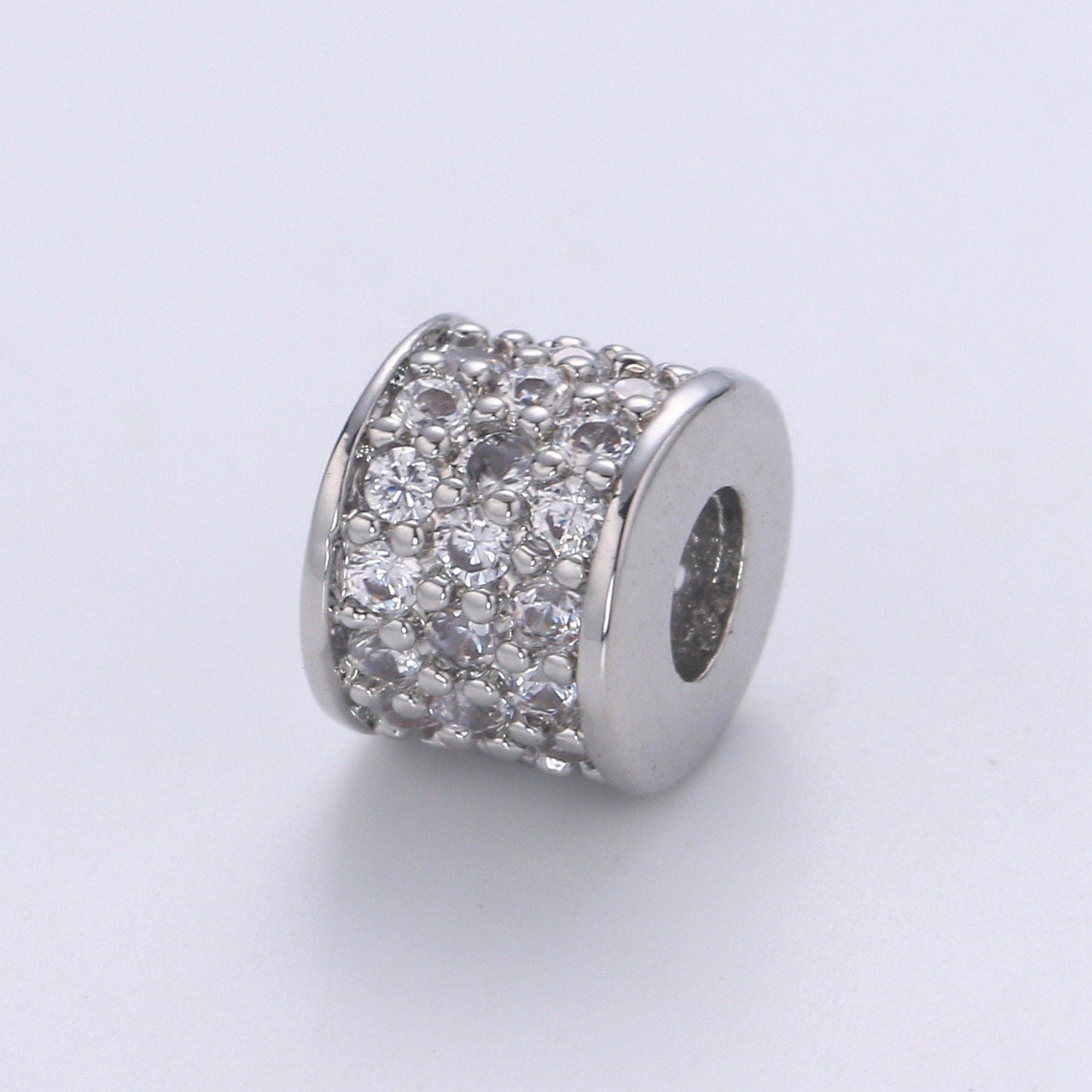1pc Rondelle Spacer Beads 14K Gold Filled Cylinder Shape Beads Cubic Zirconia CZ Micro Pave for Jewelry Making Bracelets Necklaces B-678