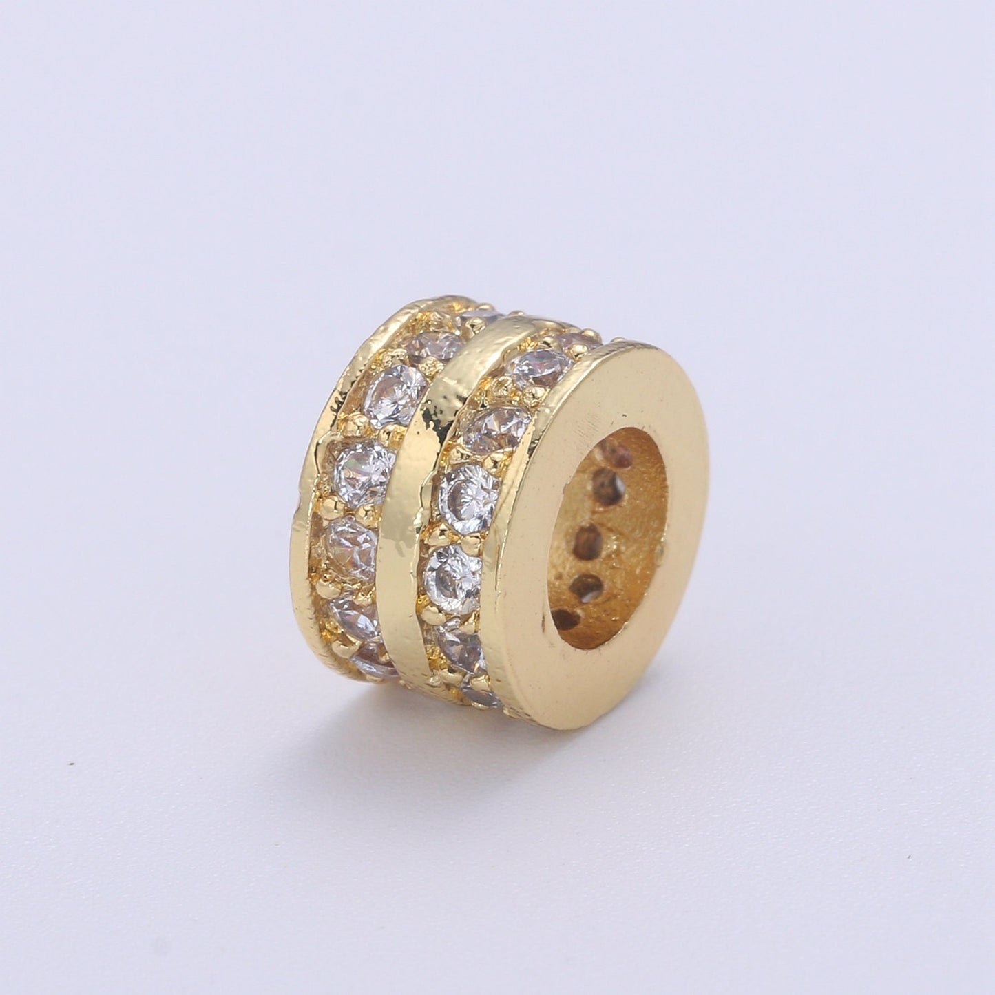 Micro Pave Round Beads - 8.6 mm Dainty Circle Charm Beautiful Infinity Gold Star Beads for Bracelet Earring Supply B-688