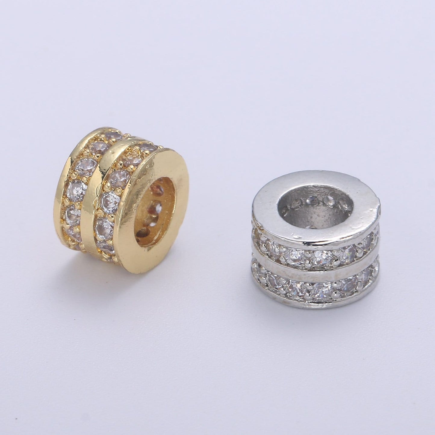 Micro Pave Round Beads - 8.6 mm Dainty Circle Charm Beautiful Infinity Gold Star Beads for Bracelet Earring Supply B-688
