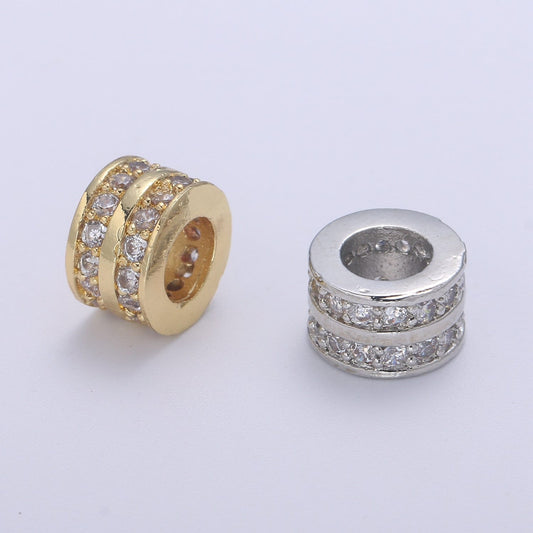 Micro Pave Round Beads - 8.6 mm Dainty Circle Charm Beautiful Infinity Gold Star Beads for Bracelet Earring Supply B-688