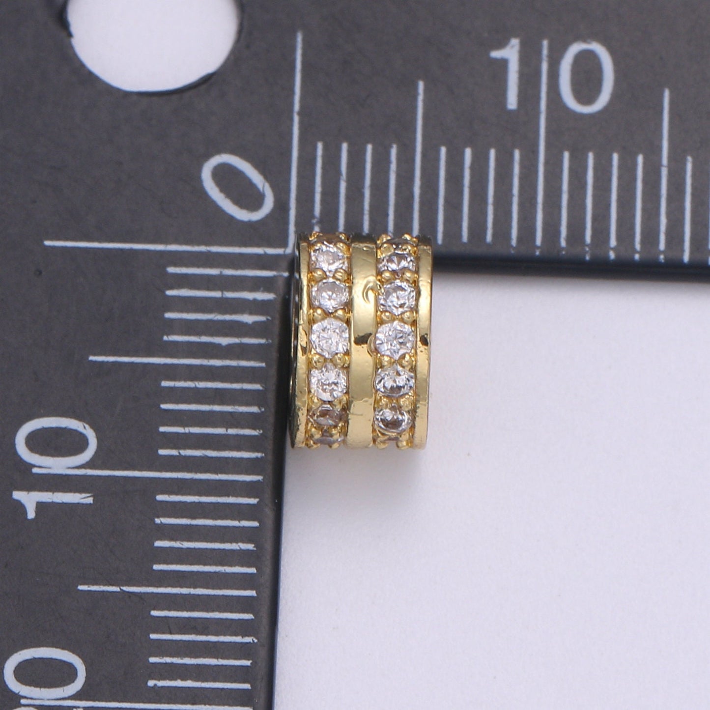 Micro Pave Round Beads - 8.6 mm Dainty Circle Charm Beautiful Infinity Gold Star Beads for Bracelet Earring Supply B-688