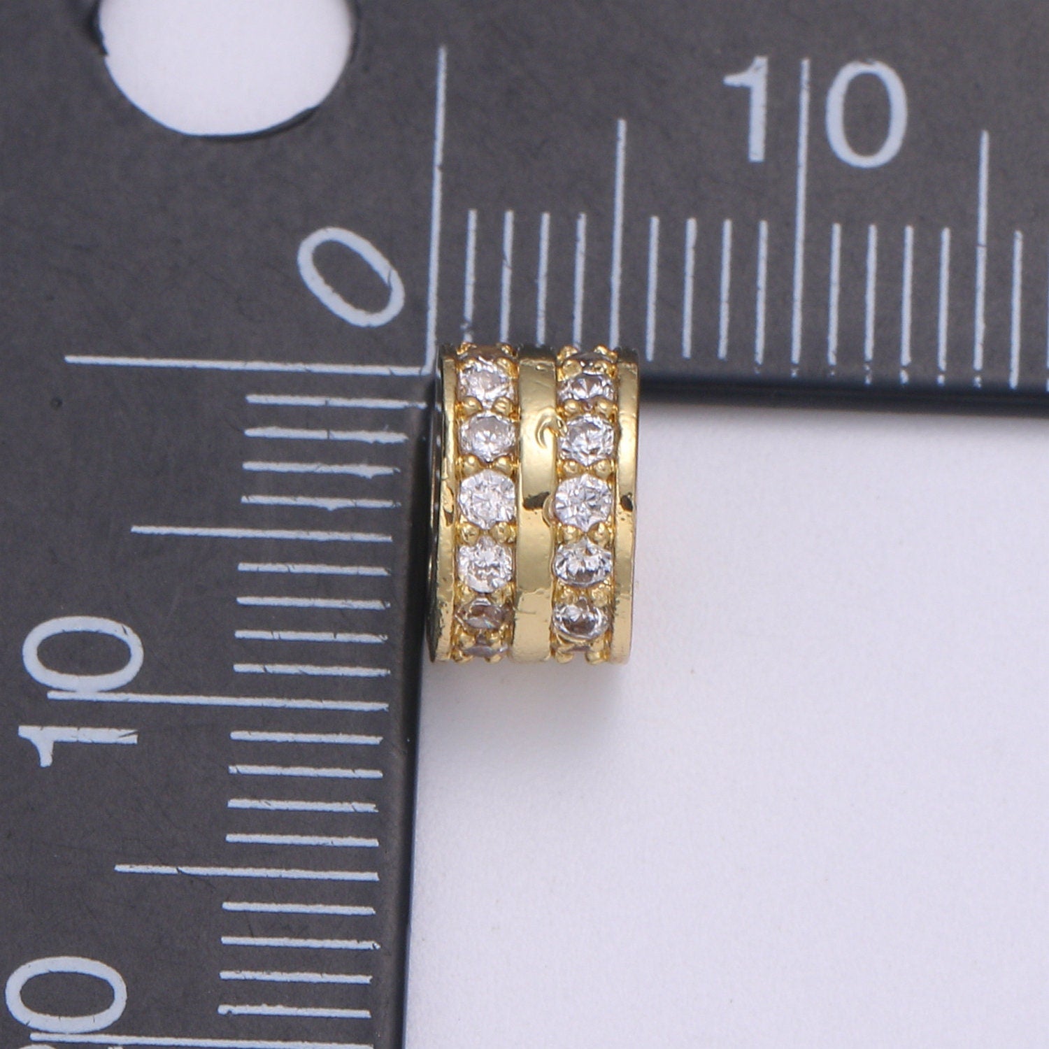 Micro Pave Round Beads - 8.6 mm Dainty Circle Charm Beautiful Infinity Gold Star Beads for Bracelet Earring Supply B-688