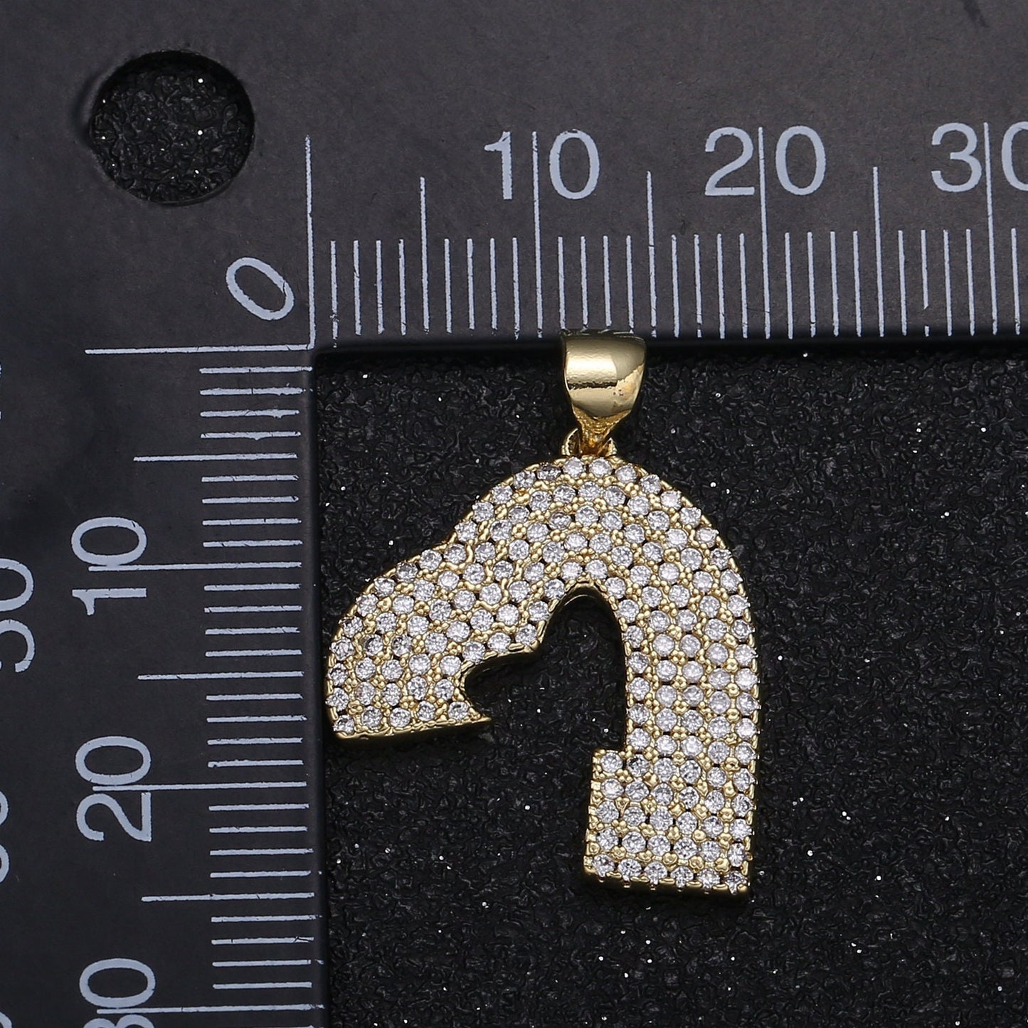 Gold Micro Pave Half Heart Pendant for Necklace Component