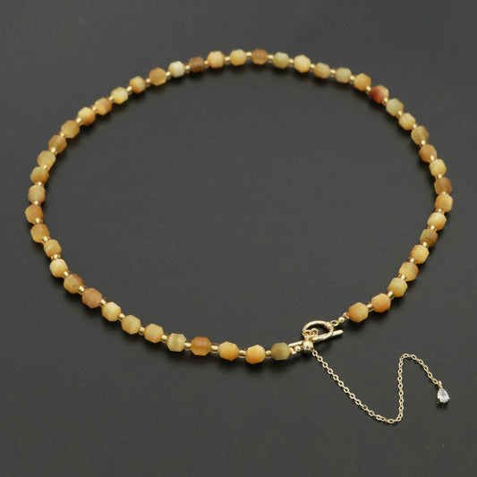 Tiger Eye Bead Necklace 5.6mm Beads Mini Tiger Eye Bead Necklace 16.5" necklace with OT Toggle Clasp WA-249