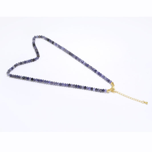 Amethyst stone bead Necklace Faceted 3.3mm Roundell Shape bead gorgeous natural Dark Purple gemstone Necklace with Lobster Clasp WA-257