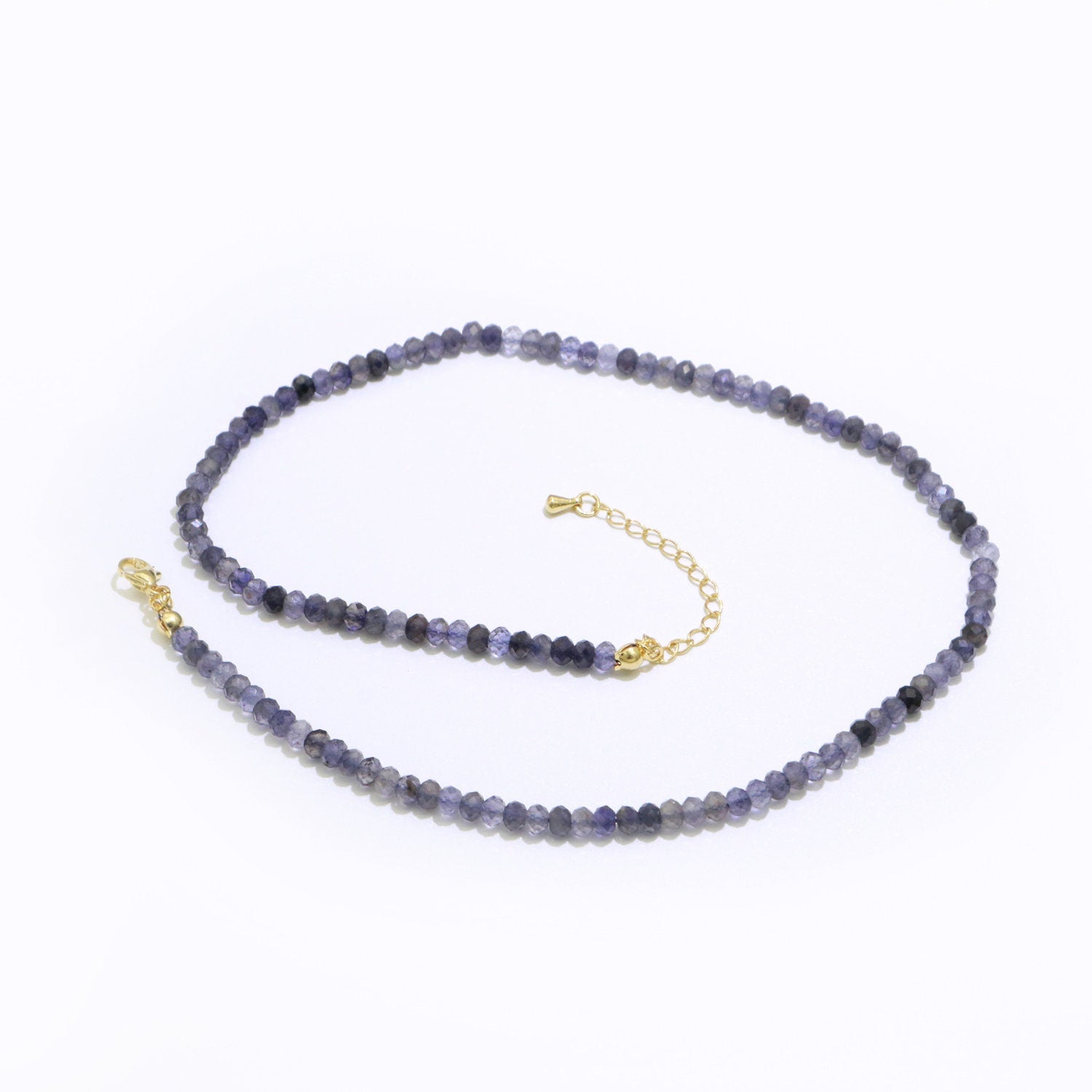 Amethyst stone bead Necklace Faceted 3.3mm Roundell Shape bead gorgeous natural Dark Purple gemstone Necklace with Lobster Clasp WA-257