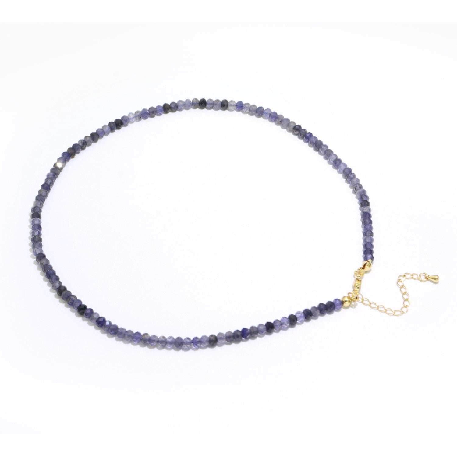 Amethyst stone bead Necklace Faceted 3.3mm Roundell Shape bead gorgeous natural Dark Purple gemstone Necklace with Lobster Clasp WA-257