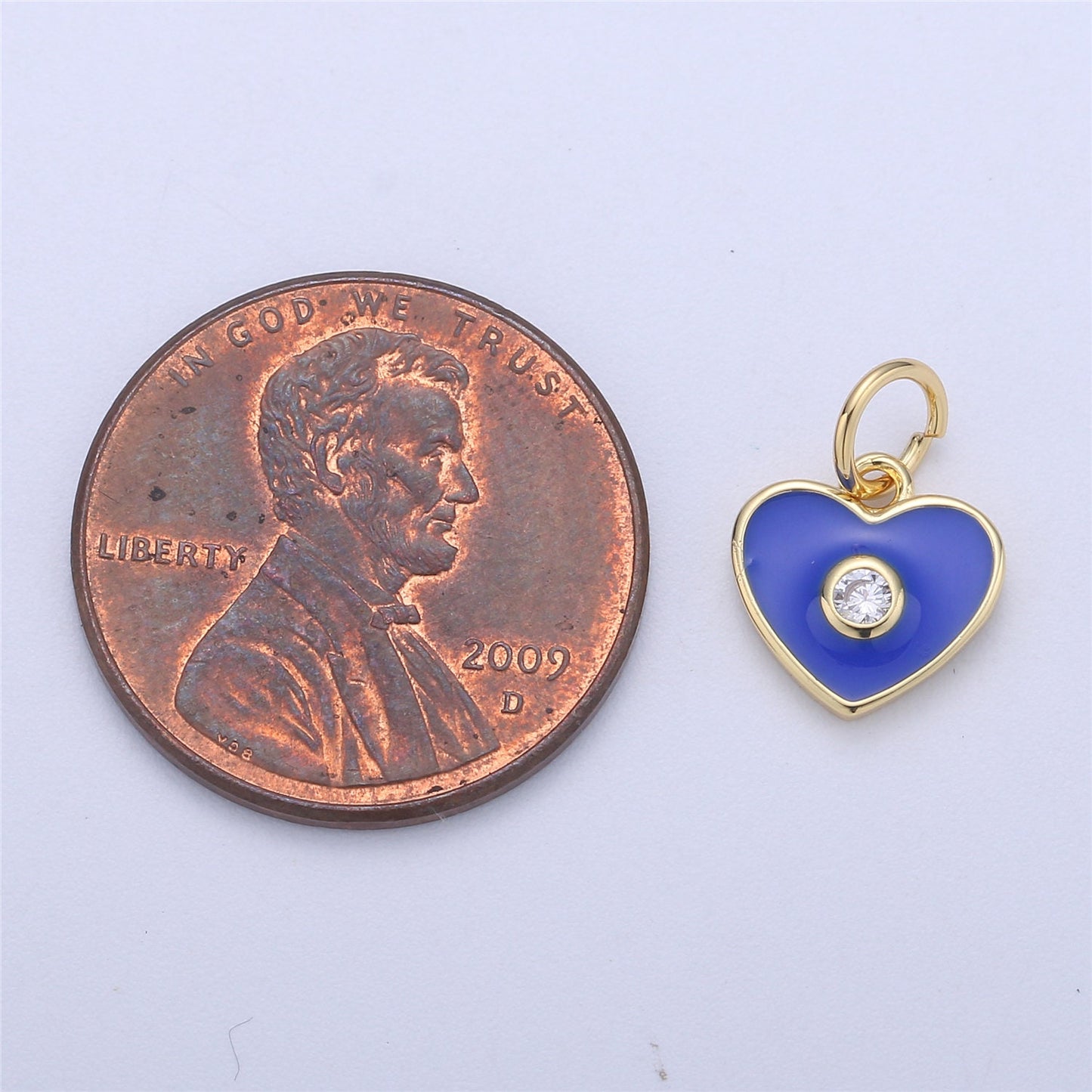 Mini GoldFill Pink White Blue Teal Red Enamel Heart Charm Pendant,CZ Micro for Necklace Bracelet Earring Charm Jewelry Making Supply C-612