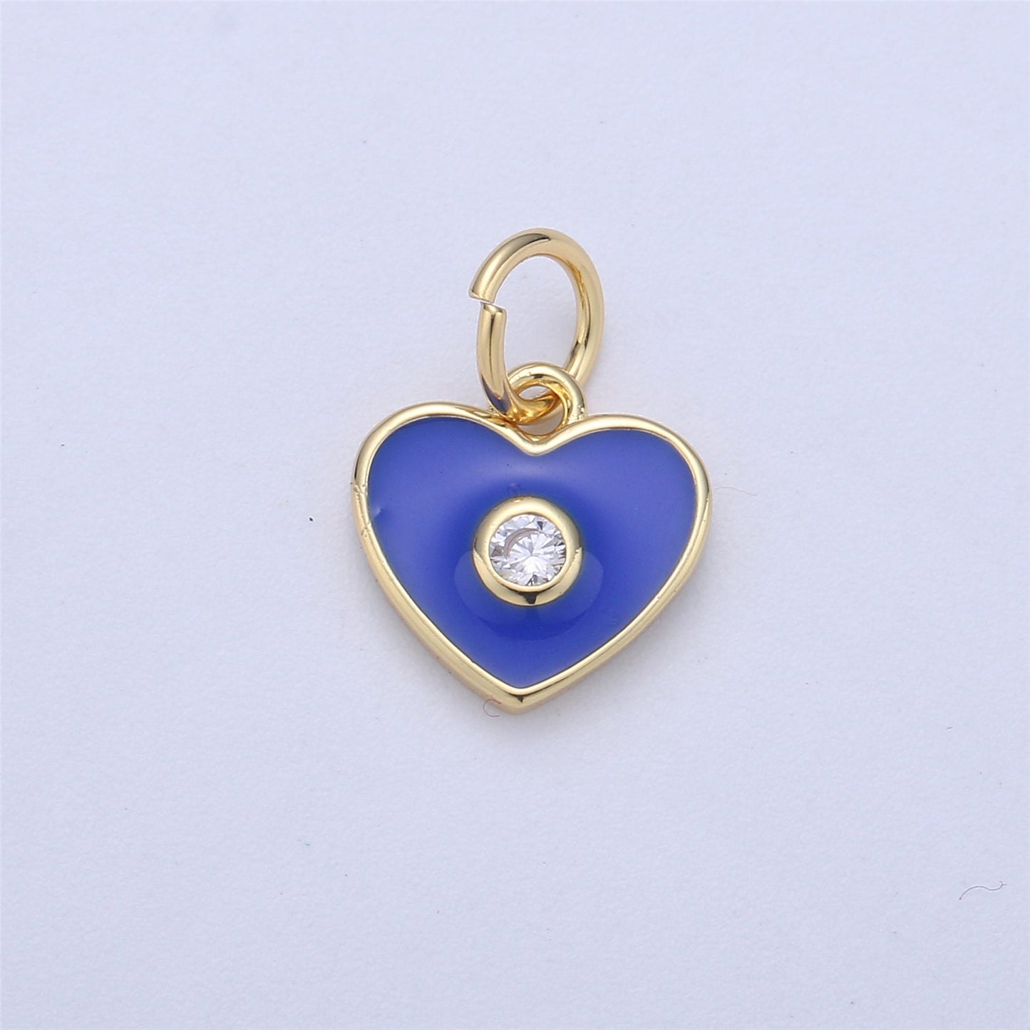 Mini GoldFill Pink White Blue Teal Red Enamel Heart Charm Pendant,CZ Micro for Necklace Bracelet Earring Charm Jewelry Making Supply C-612