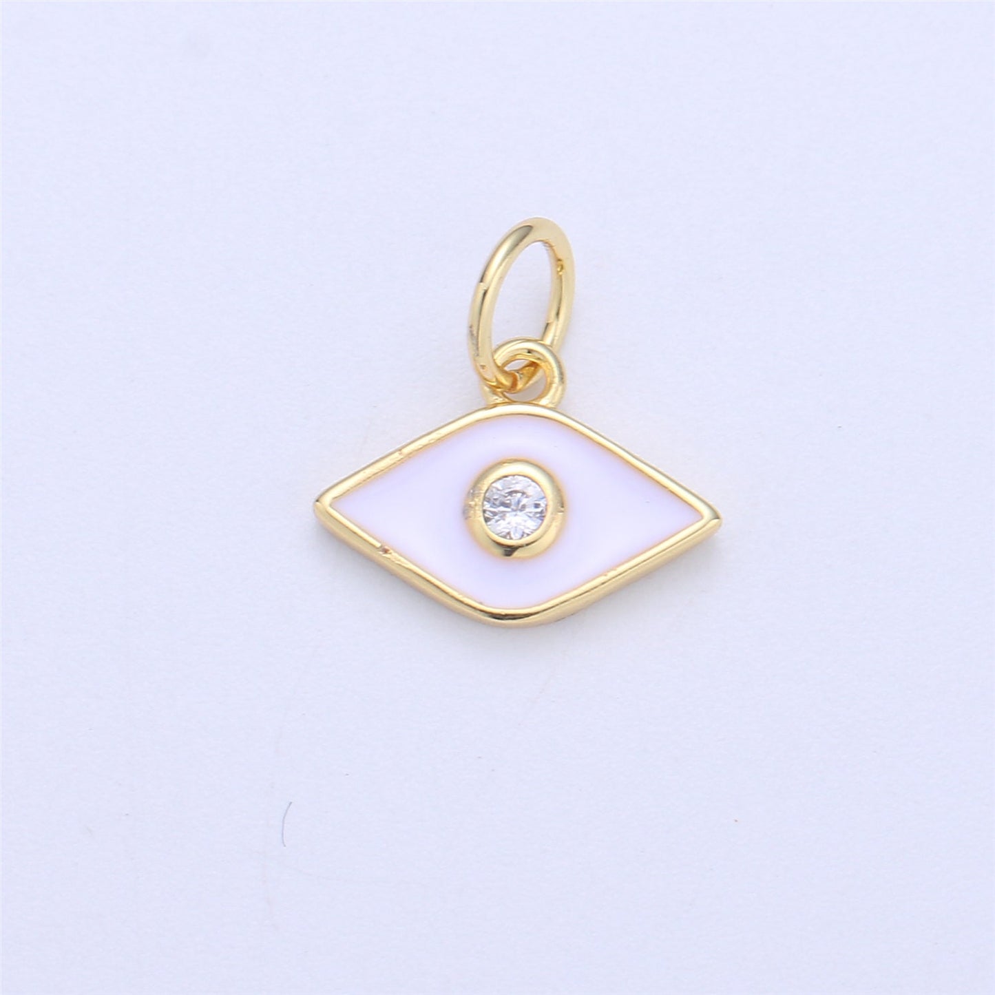 Mini Gold Filled Pink White Blue Teal Red Enamel Evil Eye Charm Pendant, CZ Micro Pave for Necklace Bracelet Earring Jewelry Making Supply