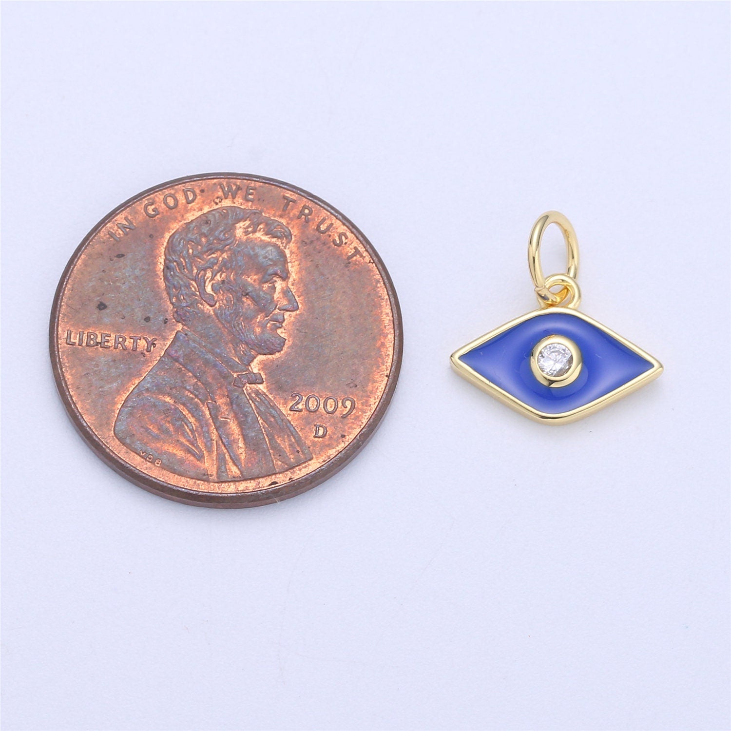 Mini Gold Filled Pink White Blue Teal Red Enamel Evil Eye Charm Pendant, CZ Micro Pave for Necklace Bracelet Earring Jewelry Making Supply