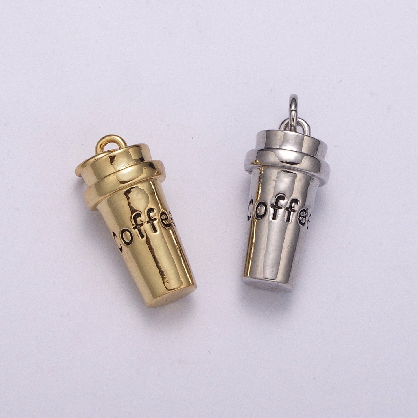 1pc Gold Coffee Cup Charm, White goldfilled Coffee Pendant Charm,For DIY Jewelry,Gold Silver Color Option,M-823, M-824
