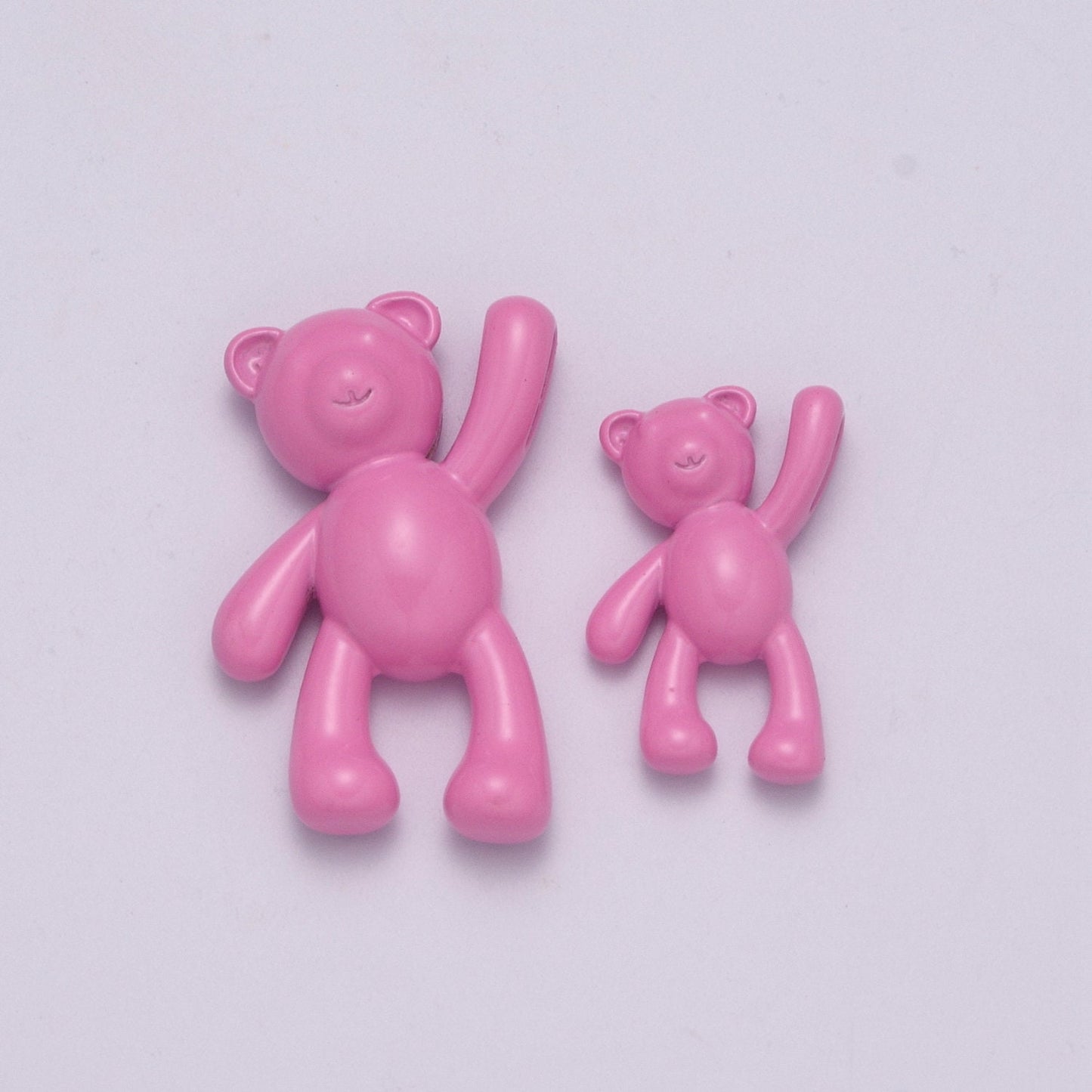 2 Size of Choices Dainty Pink Enamel Teddy Bear Charm Dangle Charm for Necklace Earring Bracelet Bear Family Jewelry Making Supply,M-821