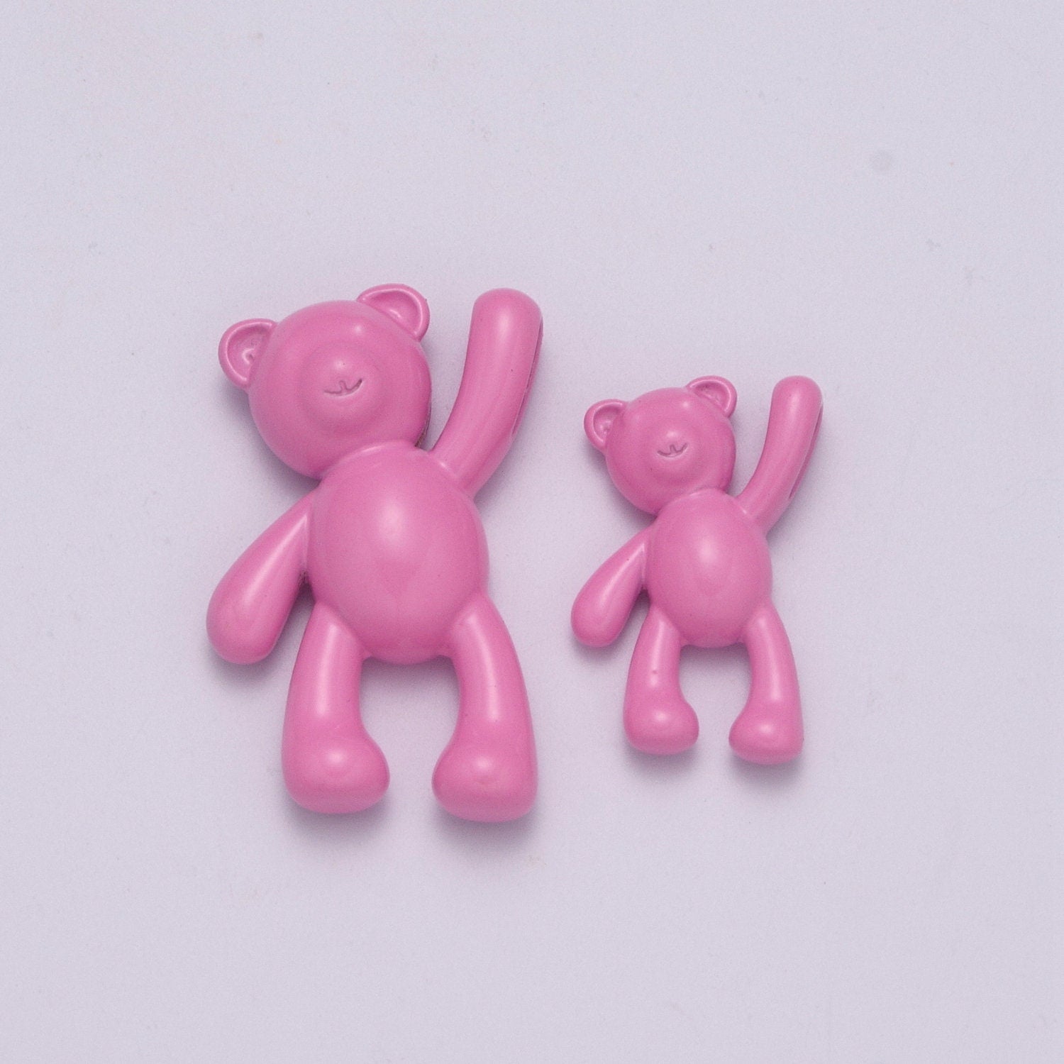 2 Size of Choices Dainty Pink Enamel Teddy Bear Charm Dangle Charm for Necklace Earring Bracelet Bear Family Jewelry Making Supply,M-821