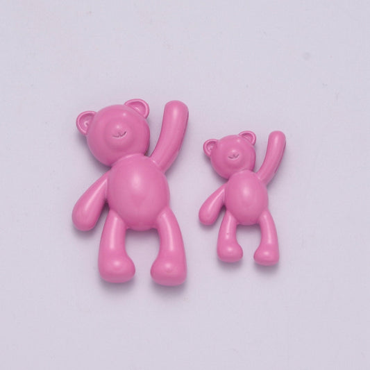 2 Size of Choices Dainty Pink Enamel Teddy Bear Charm Dangle Charm for Necklace Earring Bracelet Bear Family Jewelry Making Supply,M-821