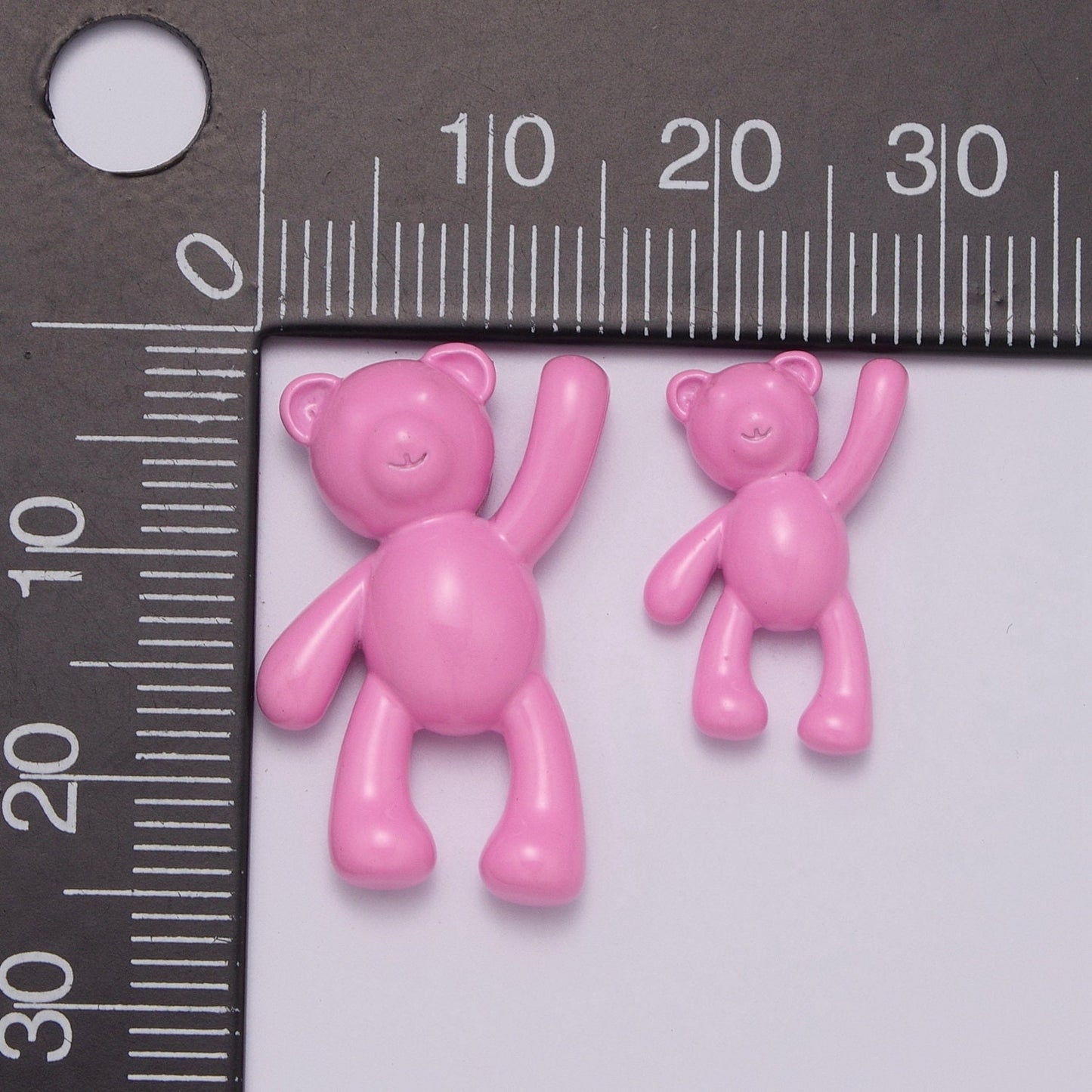 2 Size of Choices Dainty Pink Enamel Teddy Bear Charm Dangle Charm for Necklace Earring Bracelet Bear Family Jewelry Making Supply,M-821