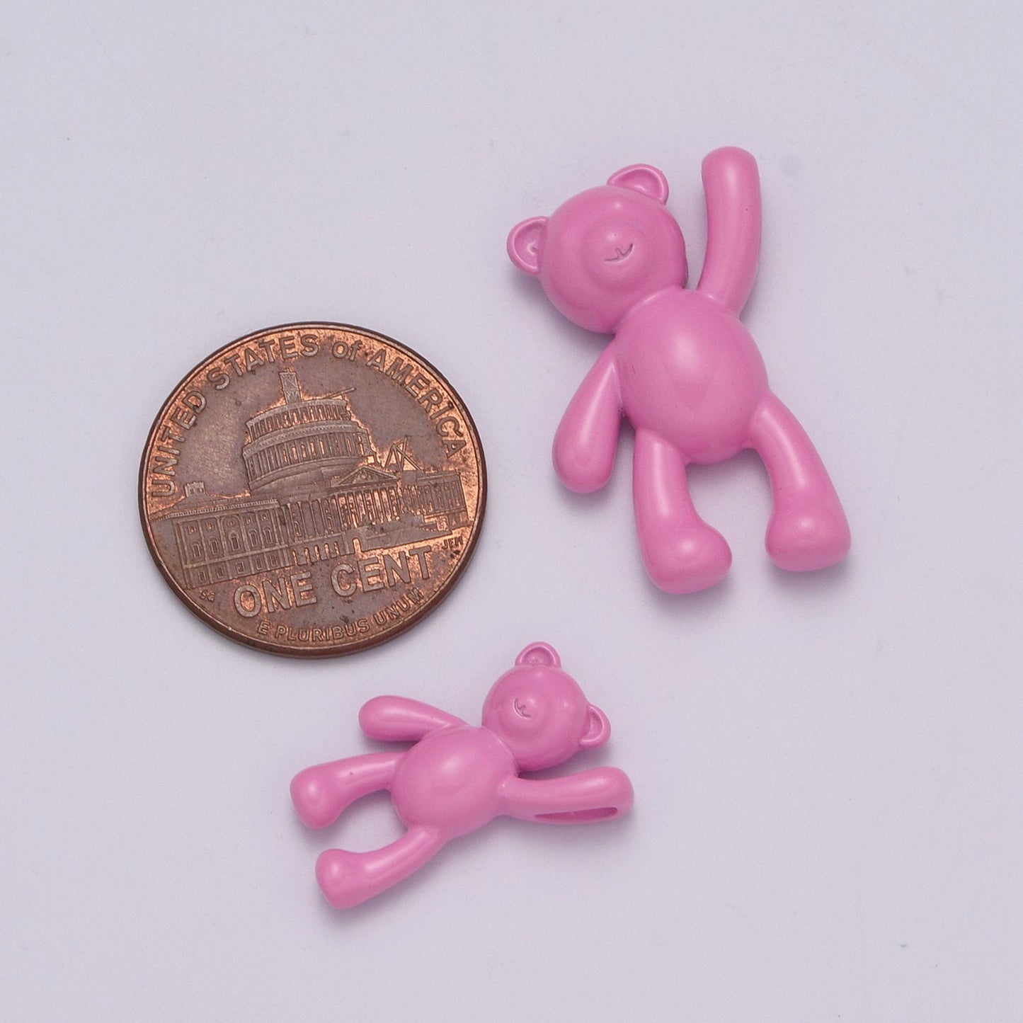 2 Size of Choices Dainty Pink Enamel Teddy Bear Charm Dangle Charm for Necklace Earring Bracelet Bear Family Jewelry Making Supply,M-821