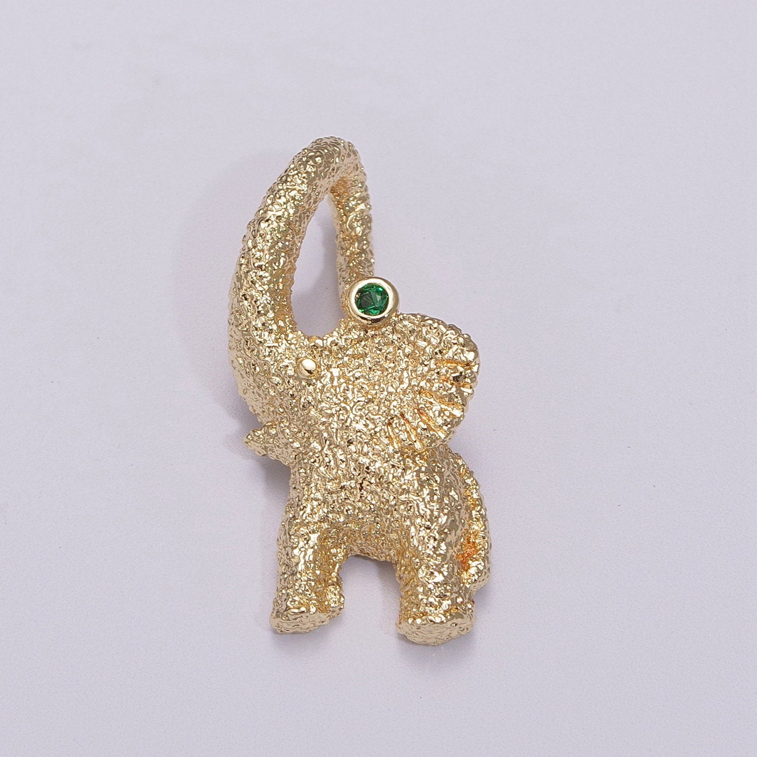 Gold Filled Circus Elephant Pendant Charm, Green CZ Pendant Charm Wild Animal Charm Safari Pendant, For DIY Jewelry Making E-609, E-610