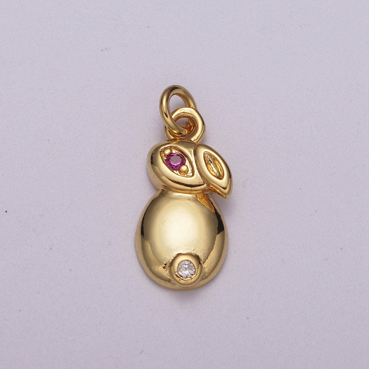 Gold Filled CZ Dainty Bunny Charm, White goldfilled Rabbit Pendant, Rabbit Charm for braceletn necklace, earring DIY Craft, M-902, M-903