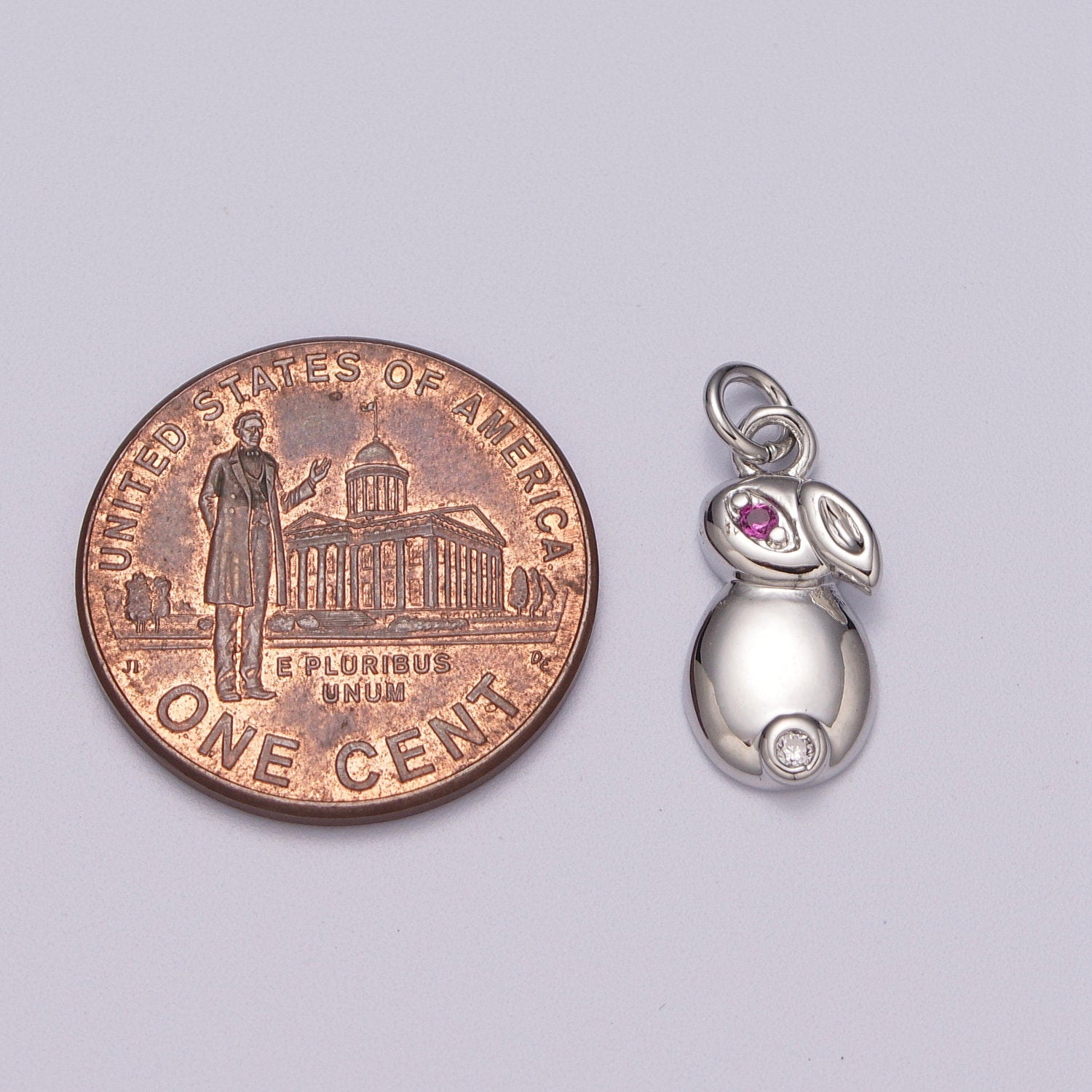 Gold Filled CZ Dainty Bunny Charm, White goldfilled Rabbit Pendant, Rabbit Charm for braceletn necklace, earring DIY Craft, M-902, M-903